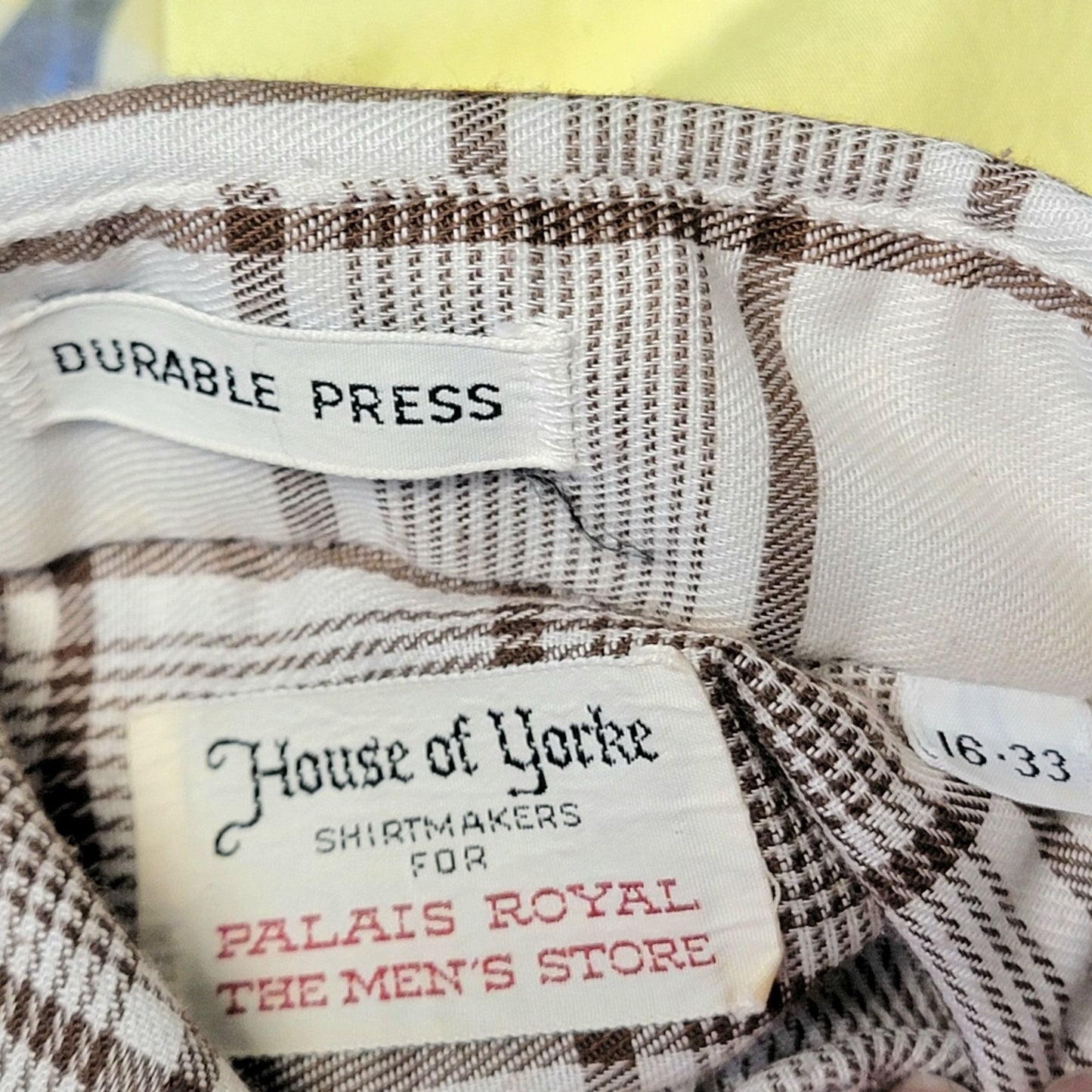 Vintage 70s Retro Plaid Shirt Men Medium Button Down Brown