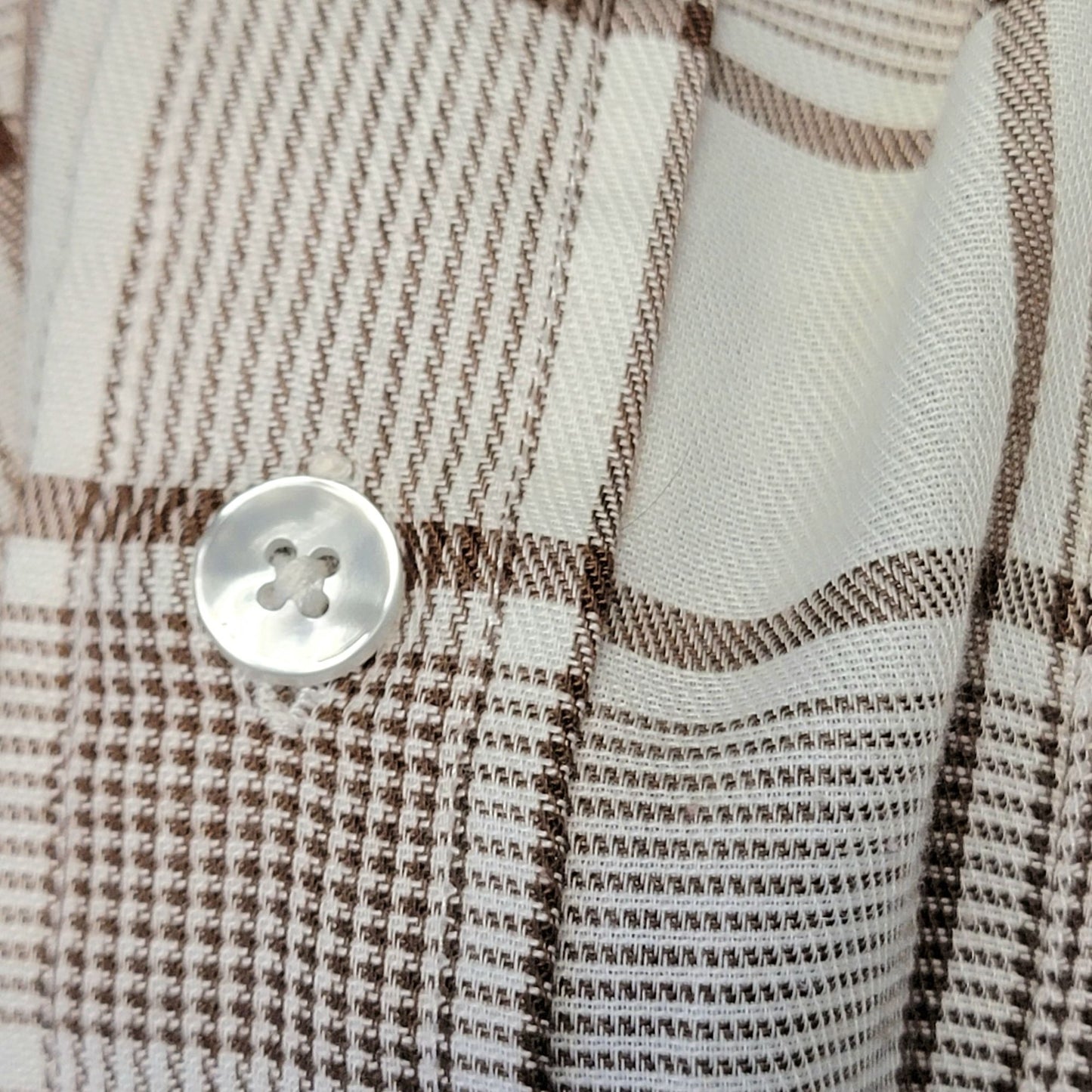 Vintage 70s Retro Plaid Shirt Men Medium Button Down Brown