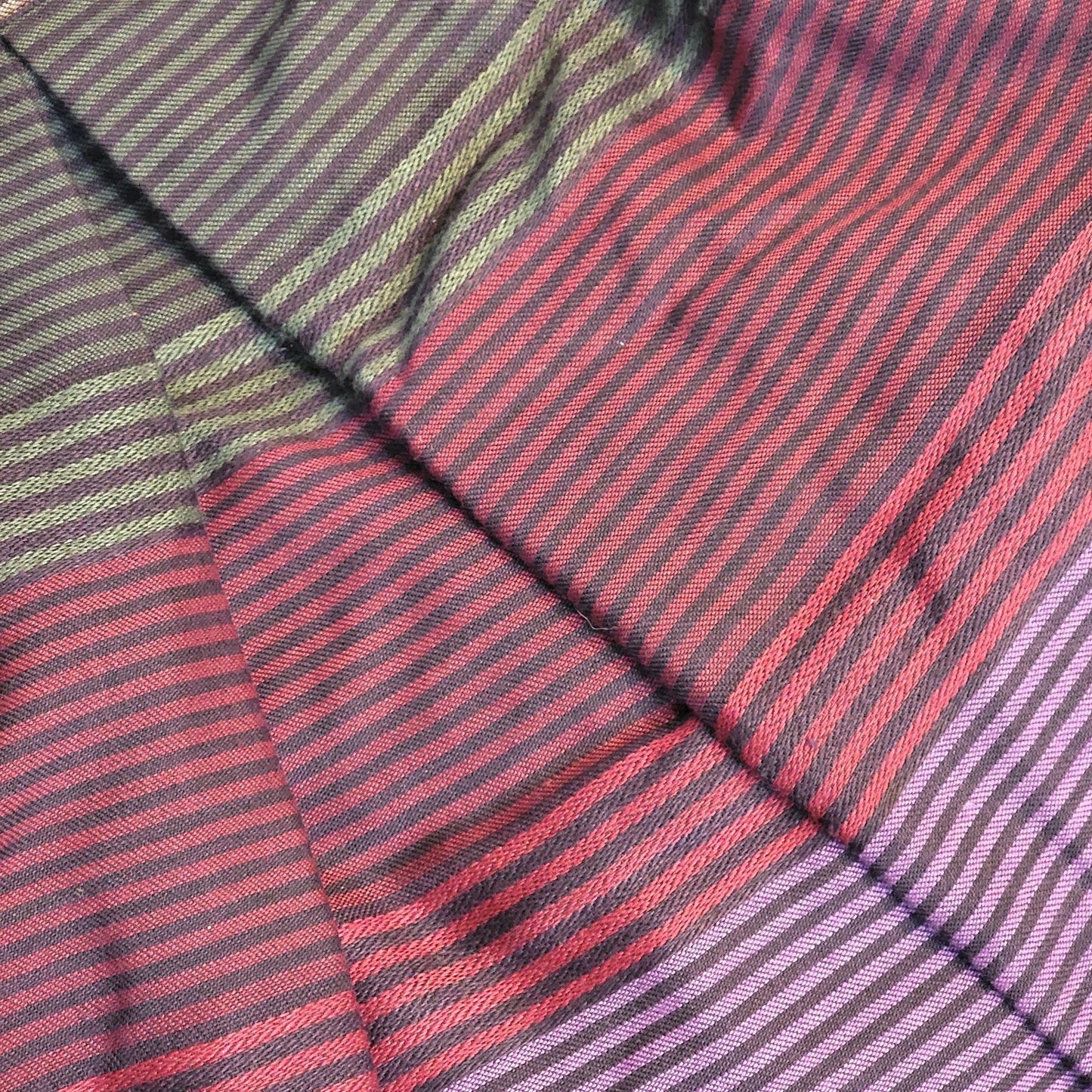 Vintage 70s Stripe Midi Skirt Women Medium Black Purple