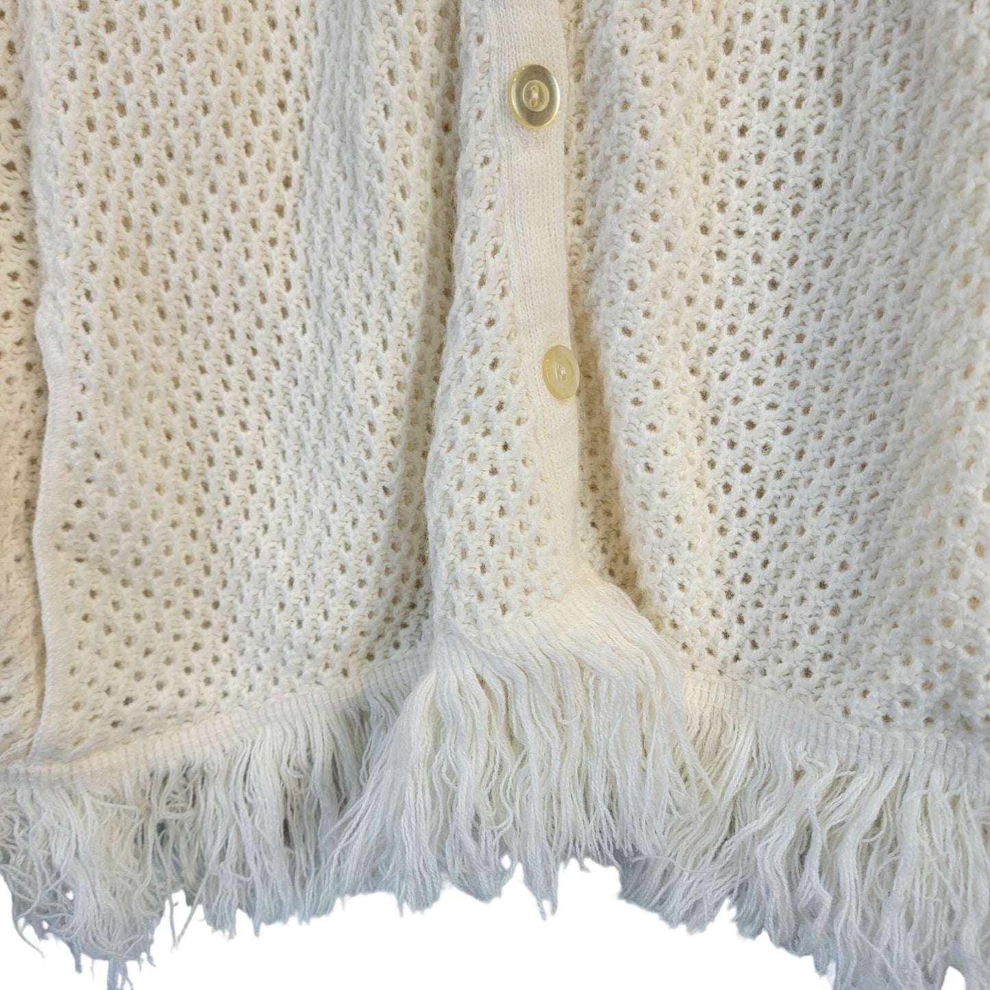 Vintage 70s Crochet Poncho Cardigan Wrap Jacket Shawl Women One Size