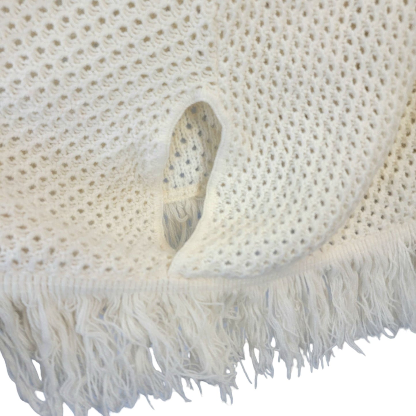 Vintage 70s Crochet Poncho Cardigan Wrap Jacket Shawl Women One Size