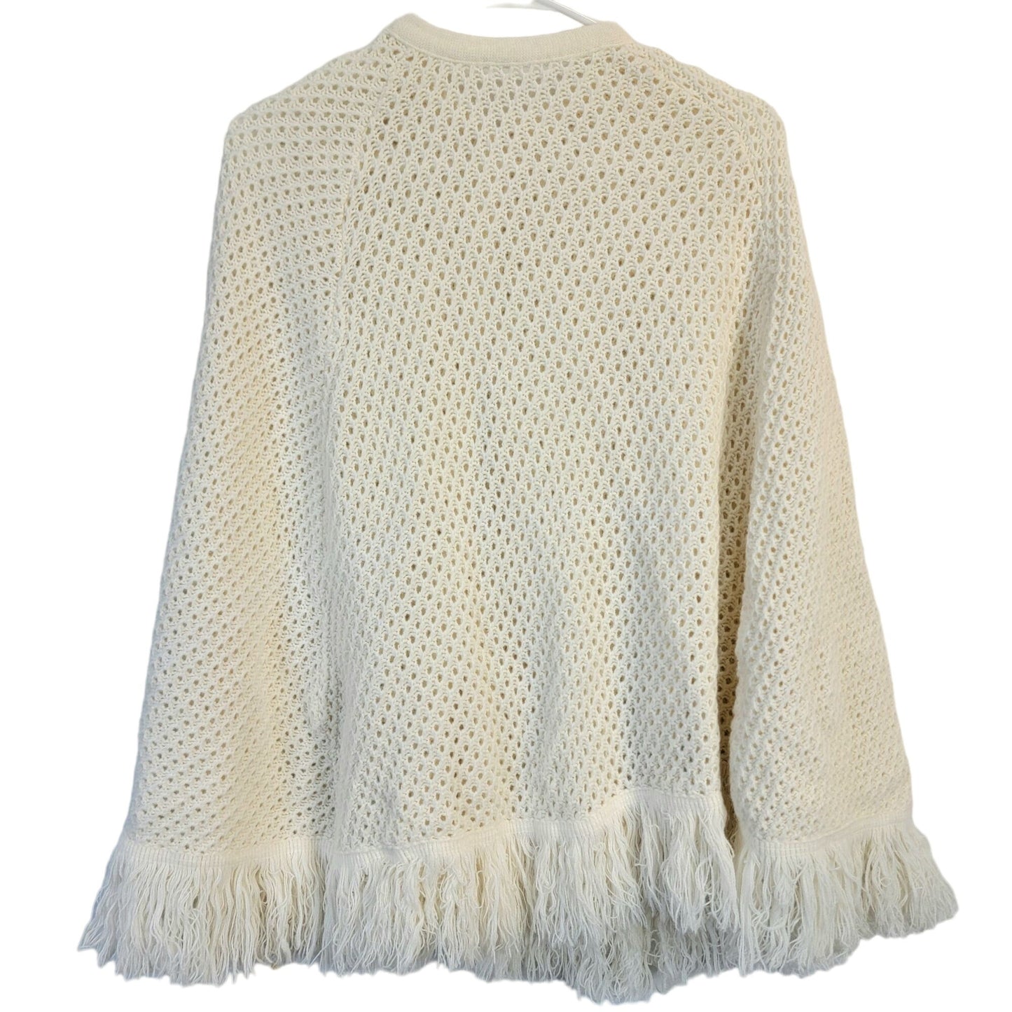 Vintage 70s Crochet Poncho Cardigan Wrap Jacket Shawl Women One Size