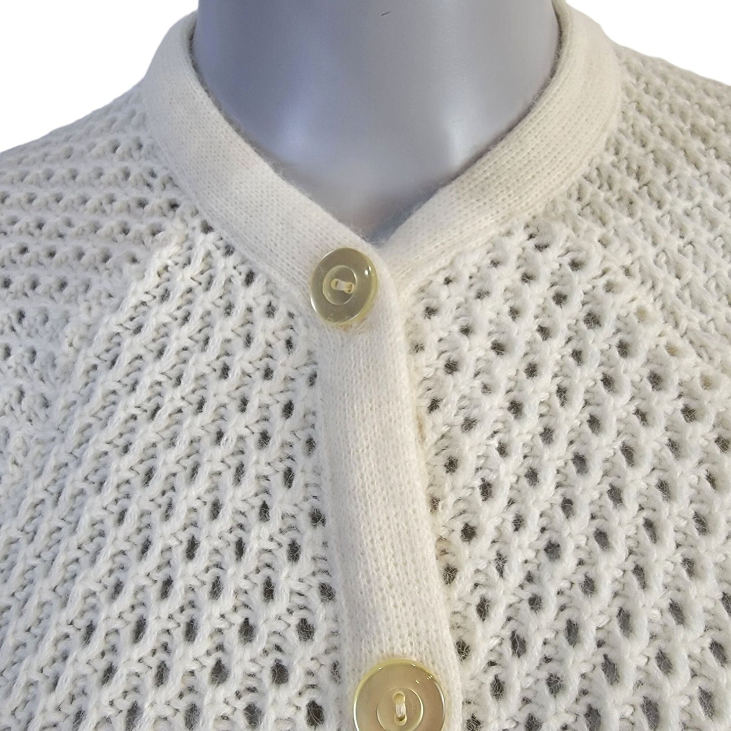 Vintage 70s Crochet Poncho Cardigan Wrap Jacket Shawl Women One Size