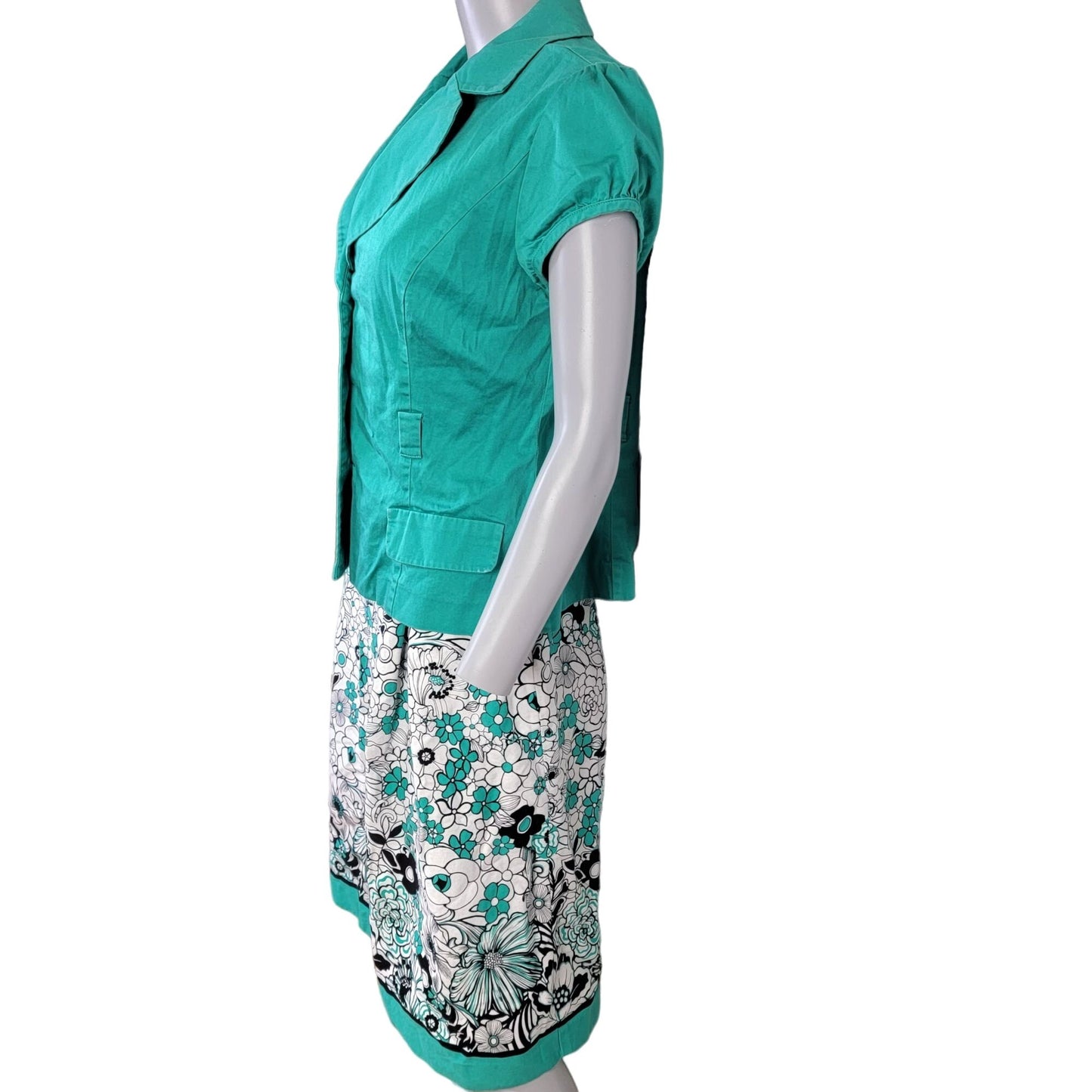 Vintage Y2K Suit Set Women 10 Floral A-line Skirt Button Jacket