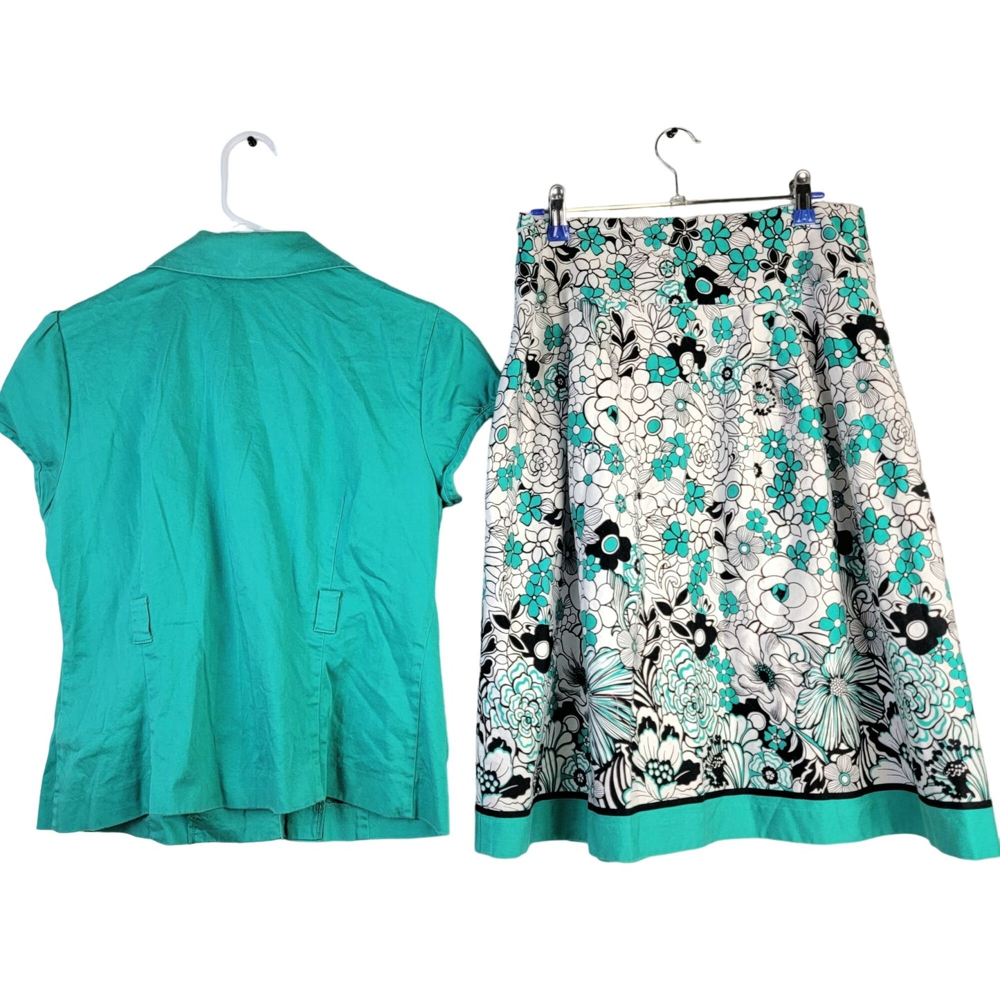 Vintage Y2K Suit Set Women 10 Floral A-line Skirt Button Jacket