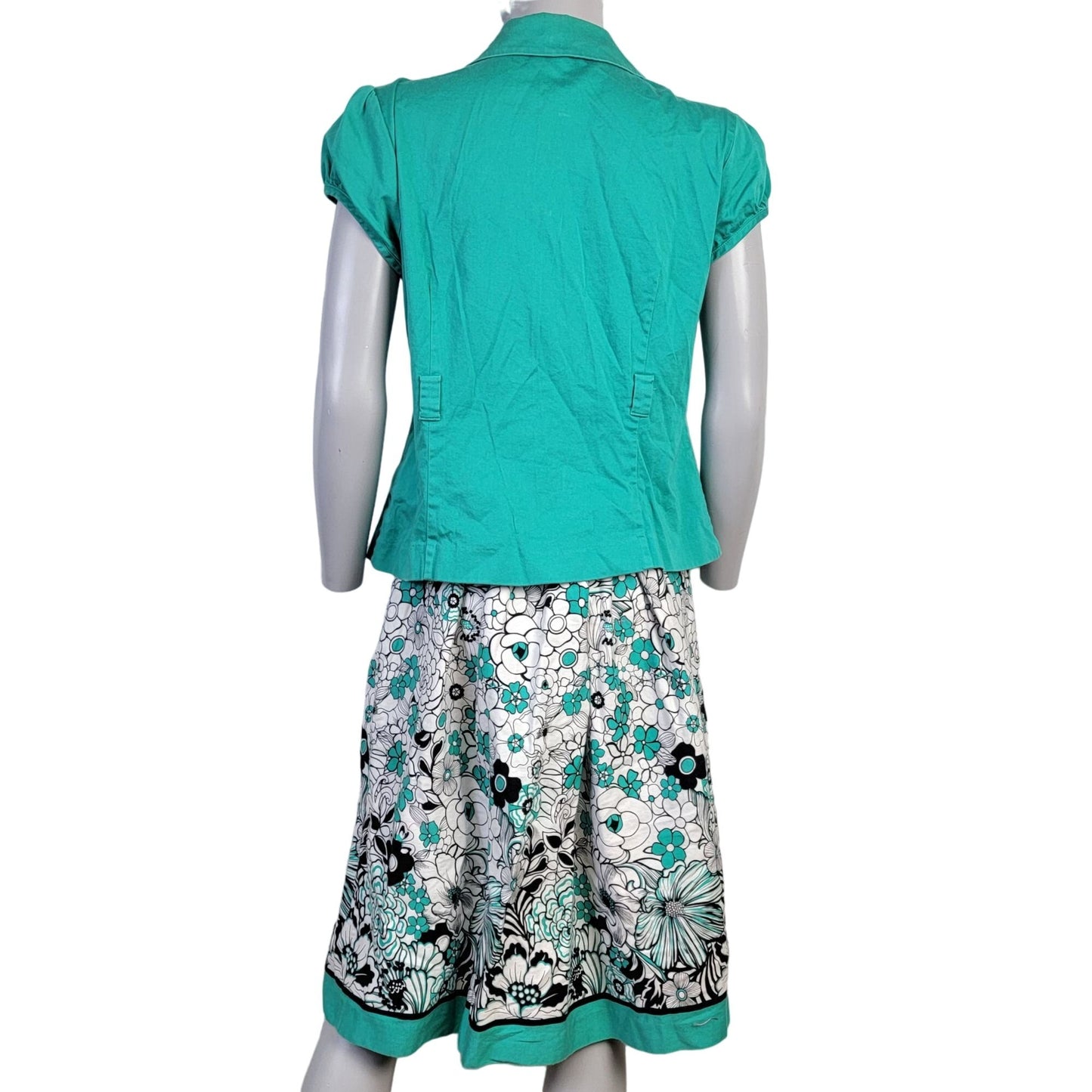 Vintage Y2K Suit Set Women 10 Floral A-line Skirt Button Jacket