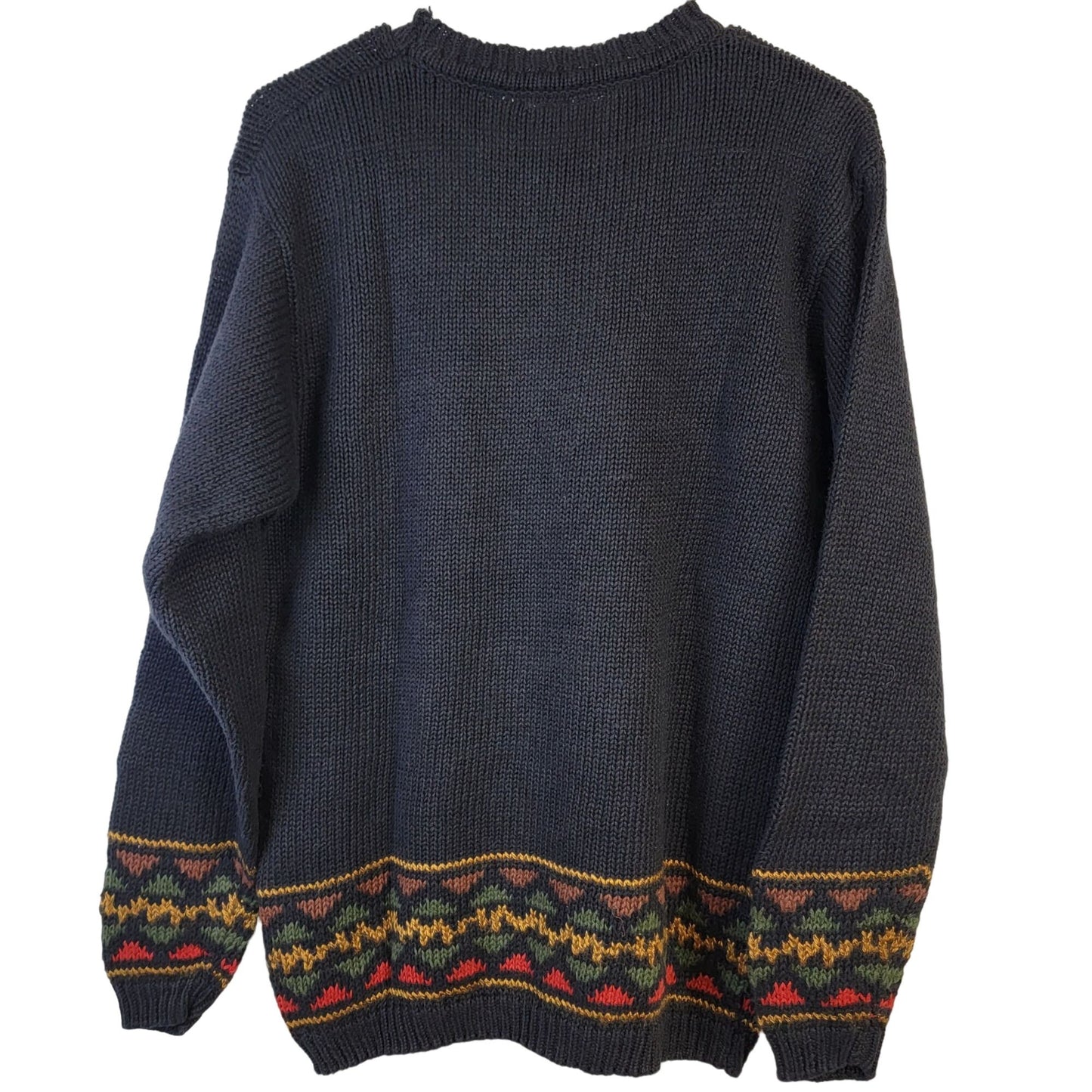 Vintage 90s Aztec Sweater Women Small Black Pullover