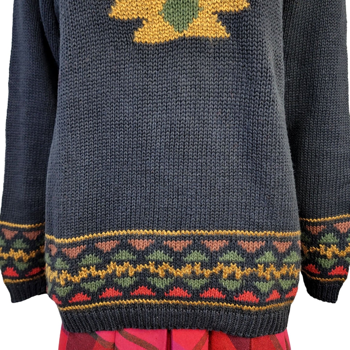Vintage 90s Aztec Sweater Women Small Black Pullover