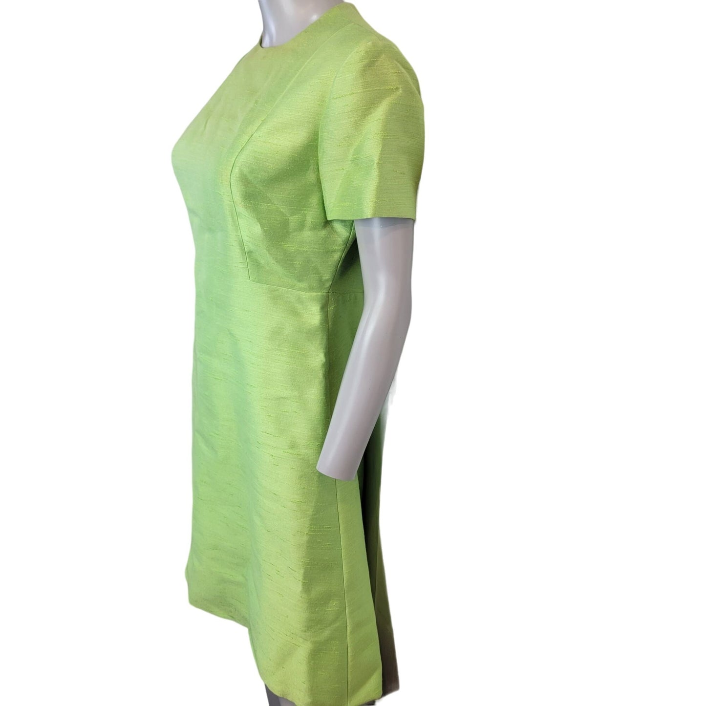Vintage 60s Mod Silk Set Women 10 Medium Green Peacoat Jacket Dress