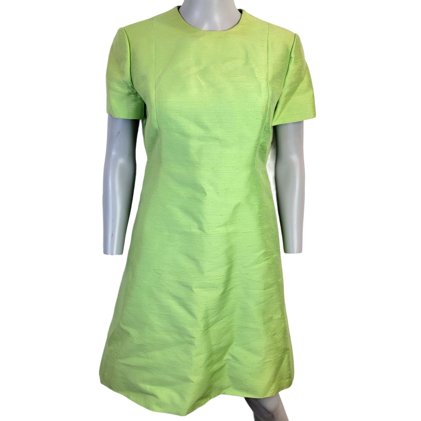 Vintage 60s Mod Silk Set Women 10 Medium Green Peacoat Jacket Dress