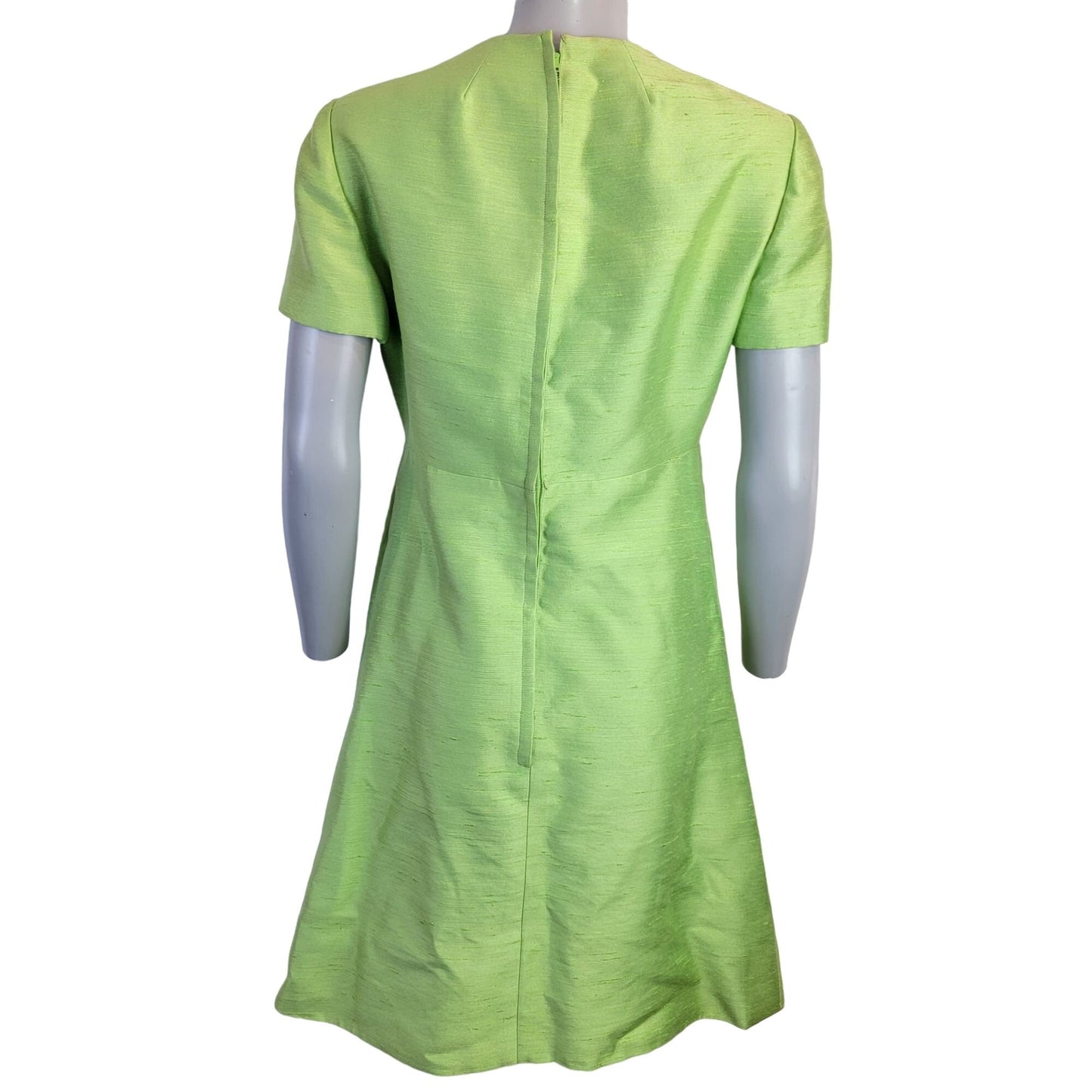 Vintage 60s Mod Silk Set Women 10 Medium Green Peacoat Jacket Dress