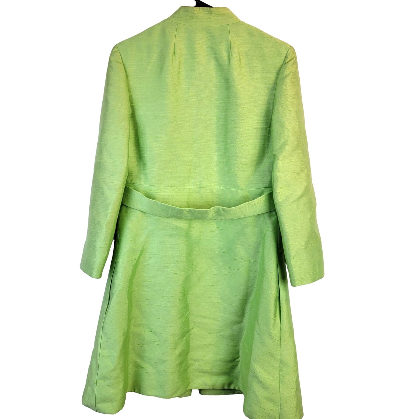 Vintage 60s Mod Silk Set Women 10 Medium Green Peacoat Jacket Dress