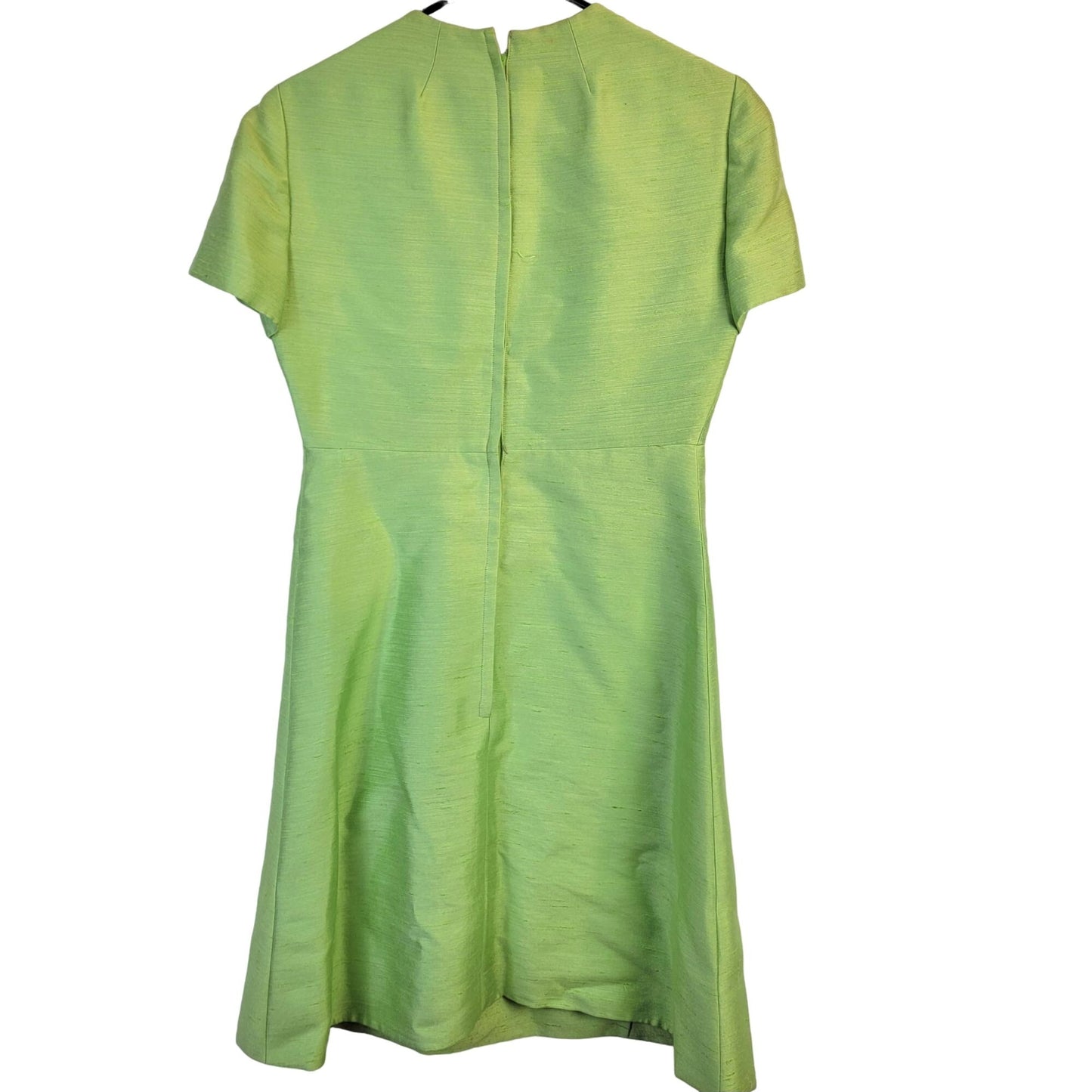 Vintage 60s Mod Silk Set Women 10 Medium Green Peacoat Jacket Dress