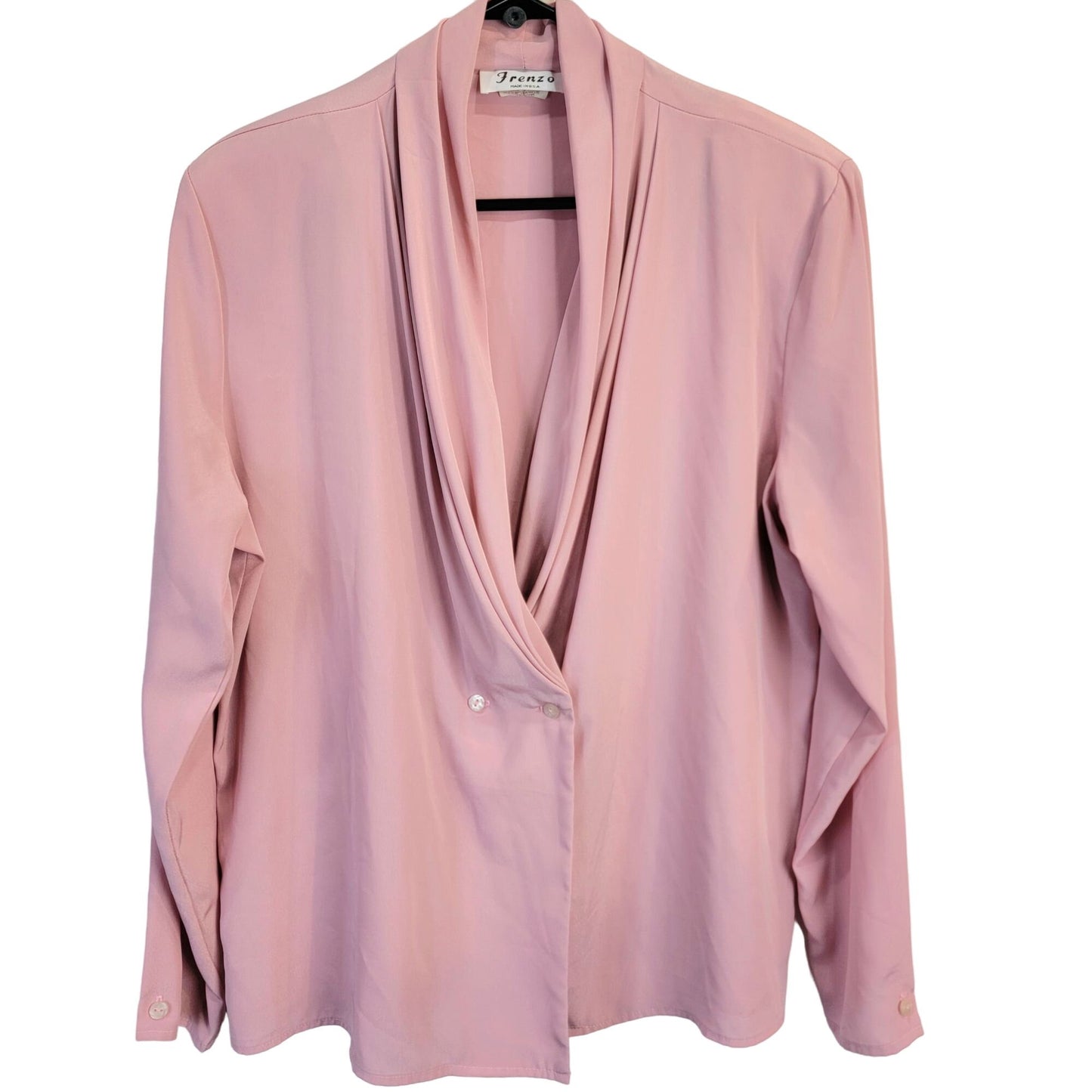 Vintage 80s Frenzo Blouse Women Large 12 Pink