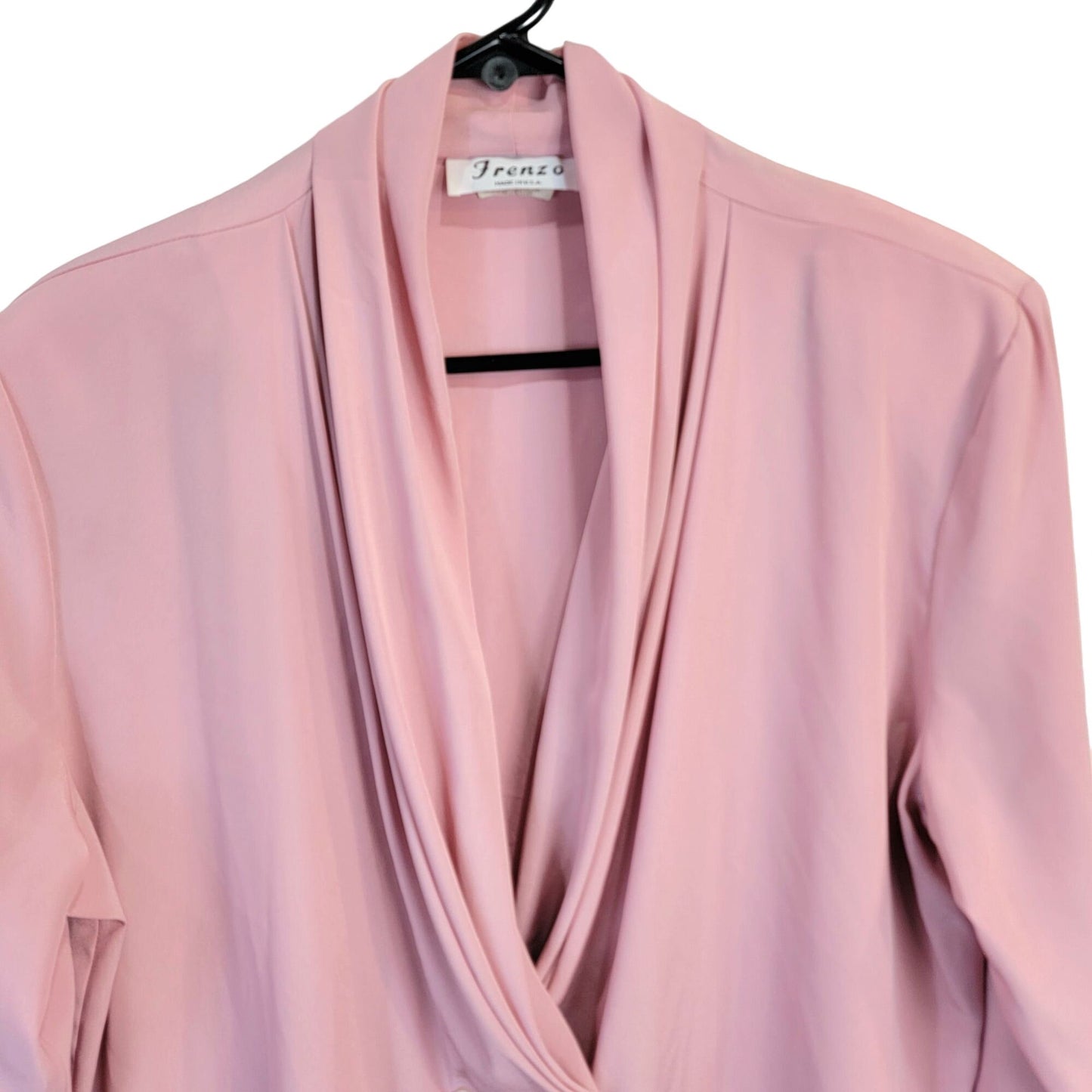 Vintage 80s Frenzo Blouse Women Large 12 Pink