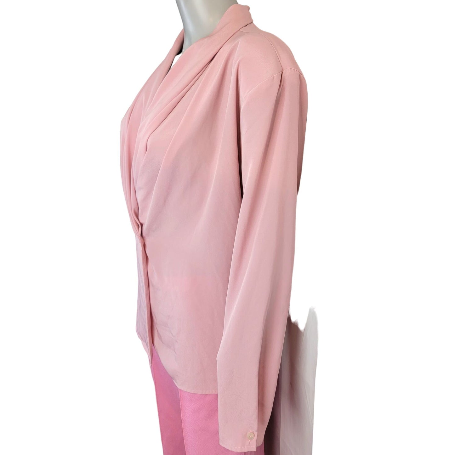 Vintage 80s Frenzo Blouse Women Large 12 Pink