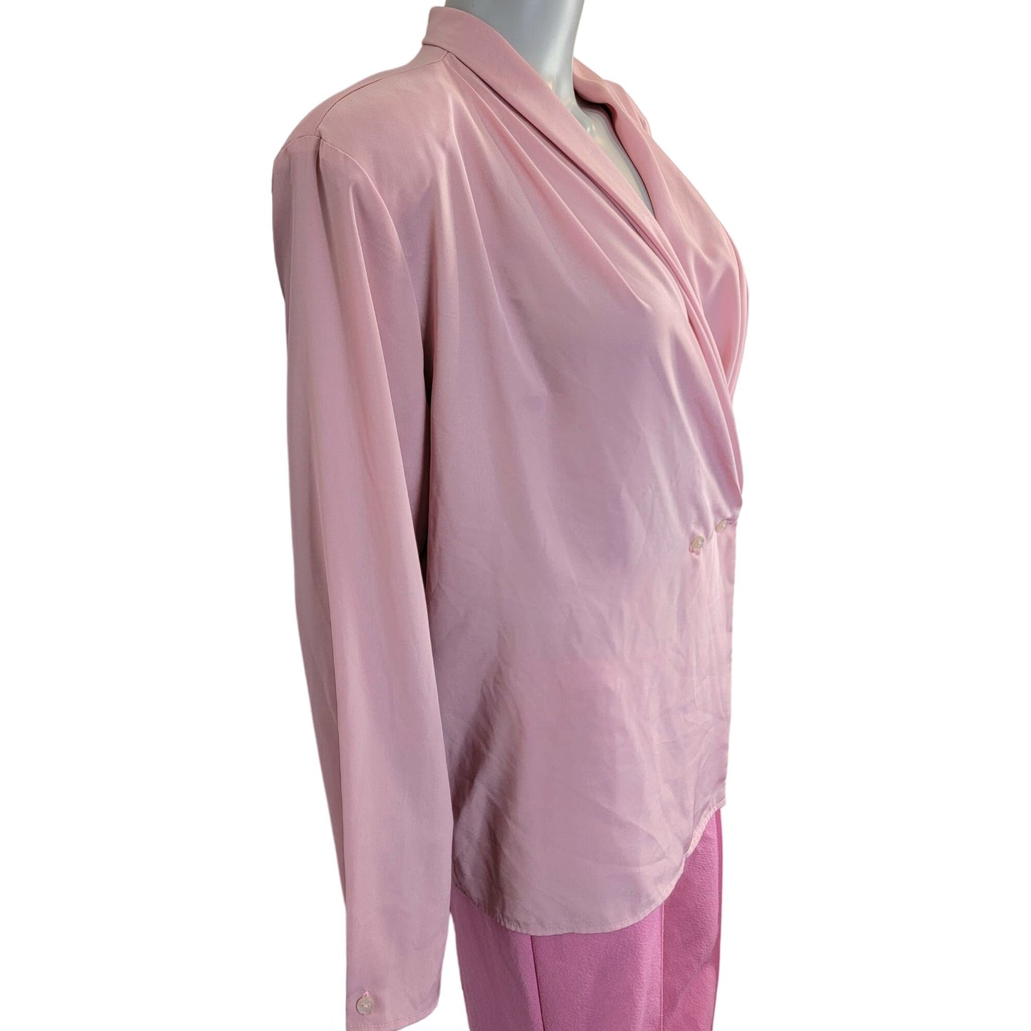 Vintage 80s Frenzo Blouse Women Large 12 Pink
