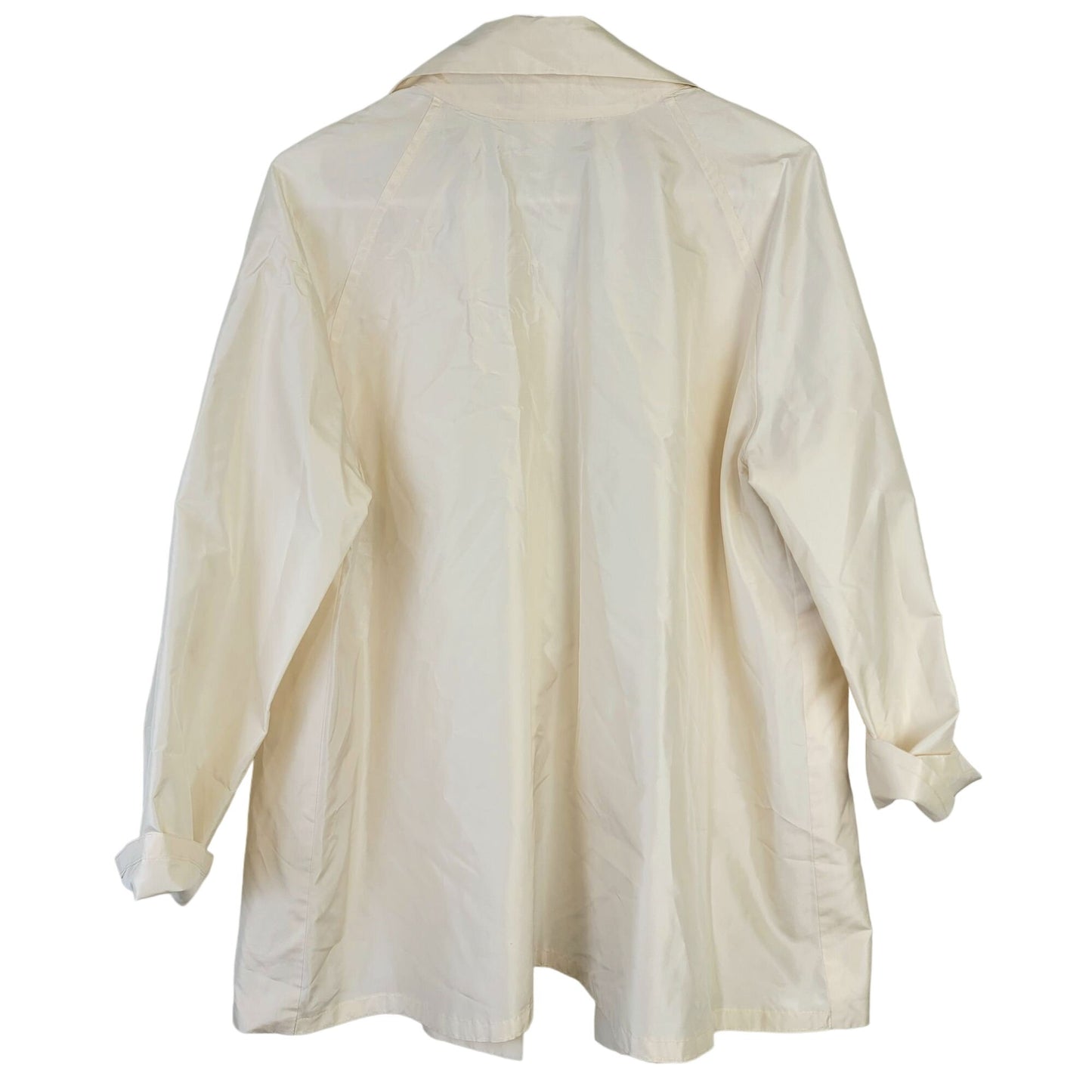 Vintage 90s 100% Silk Jacket Women Medium Cream Beige Open Coat