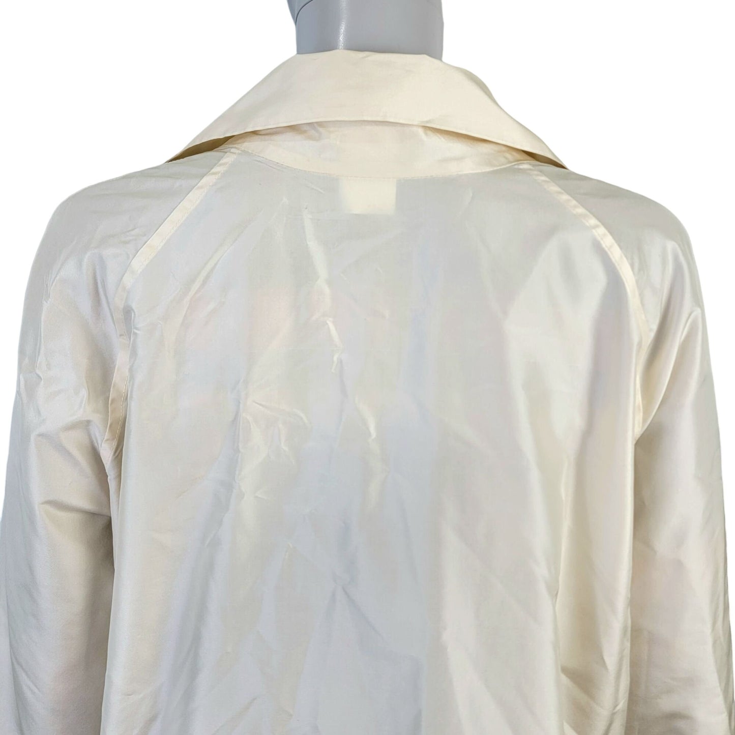 Vintage 90s 100% Silk Jacket Women Medium Cream Beige Open Coat