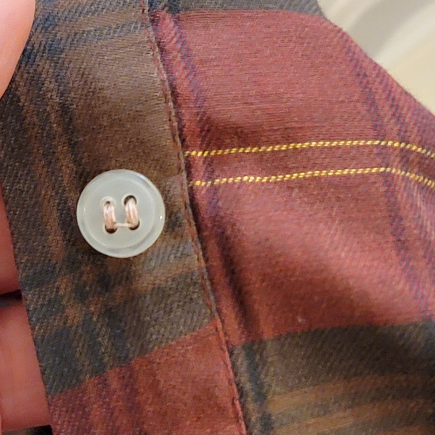 Sears Vintage 70s Plaid Flannel Shirt Women Large 12 14 Red Brown Collar Top L
