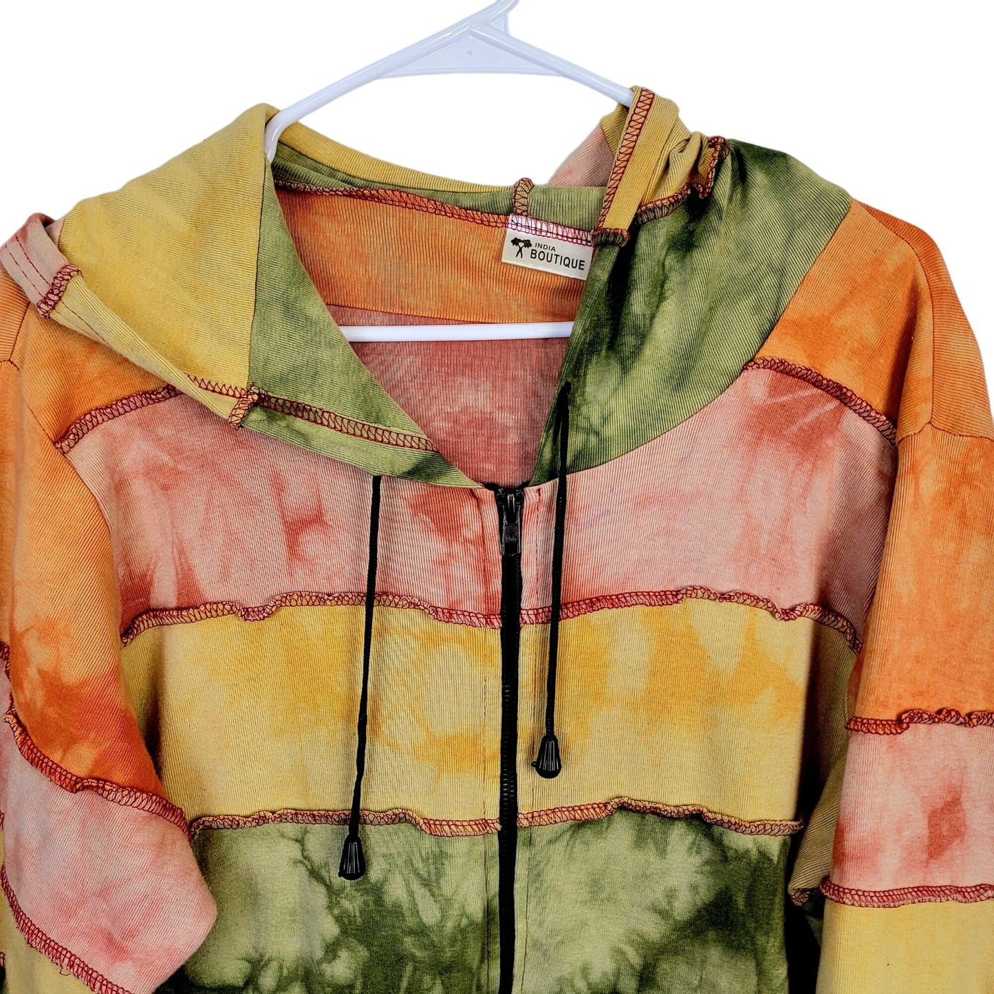 Colorful Rainbow Hoodie Women Men Medium Hood Zip Jacket