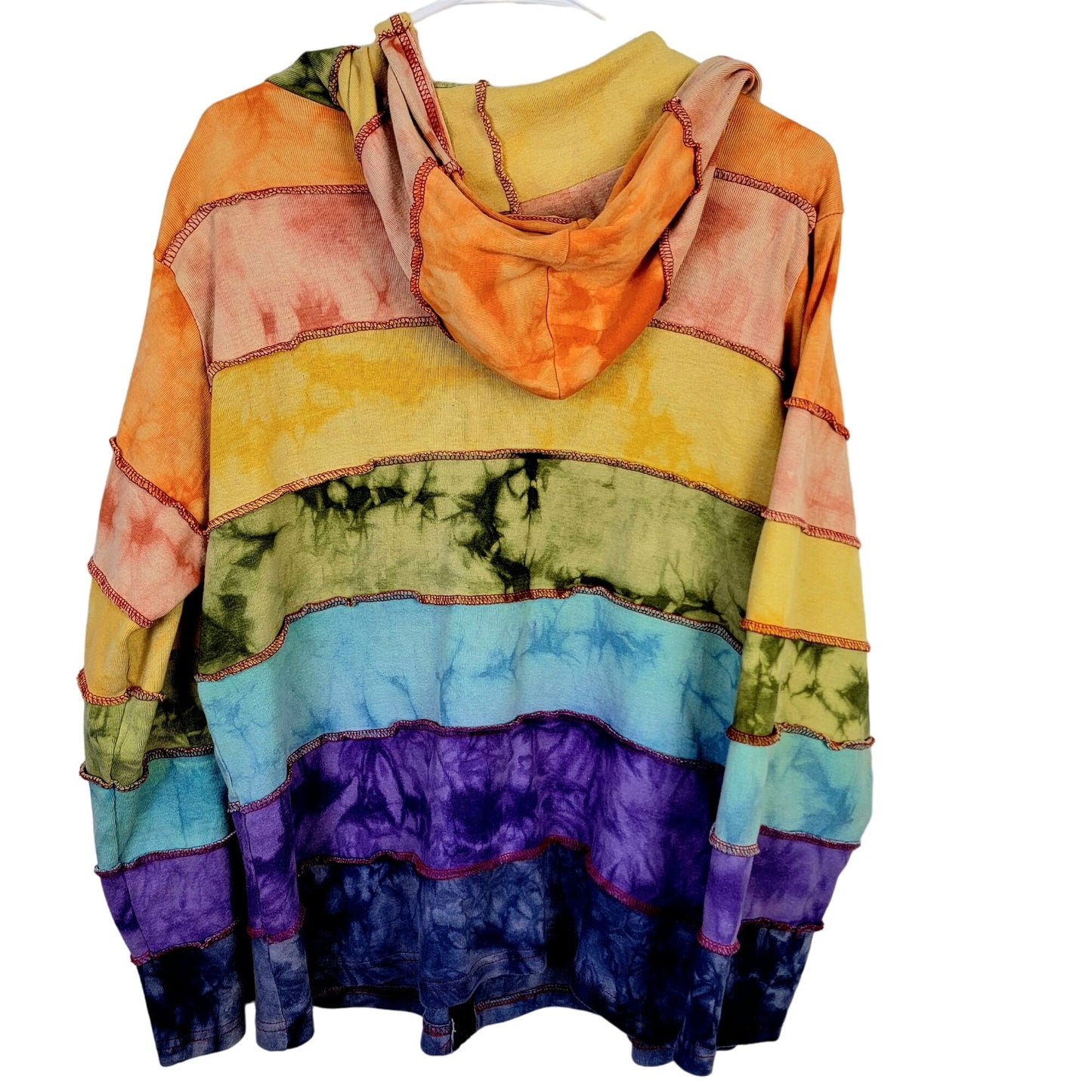 Colorful Rainbow Hoodie Women Men Medium Hood Zip Jacket