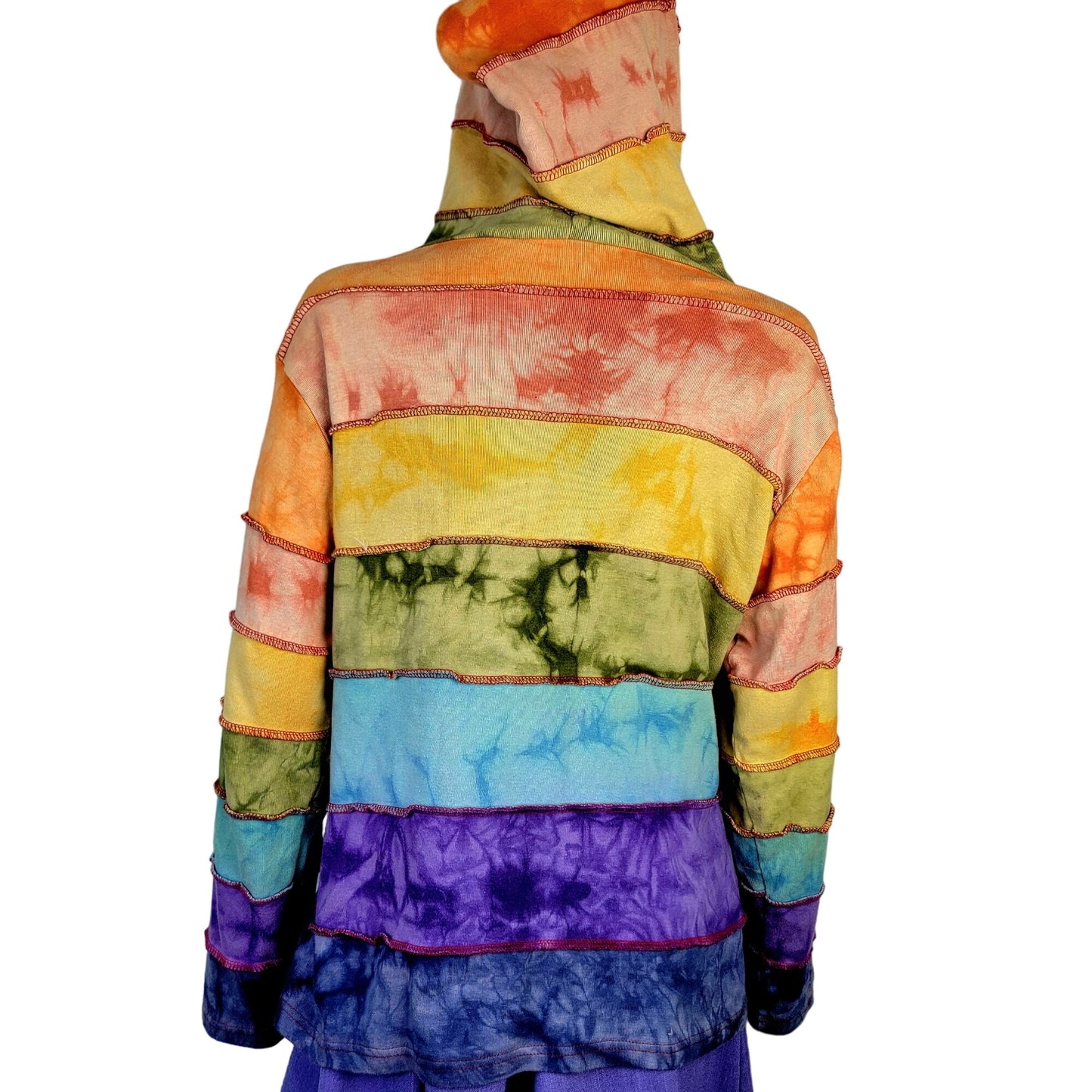 Colorful Rainbow Hoodie Women Men Medium Hood Zip Jacket
