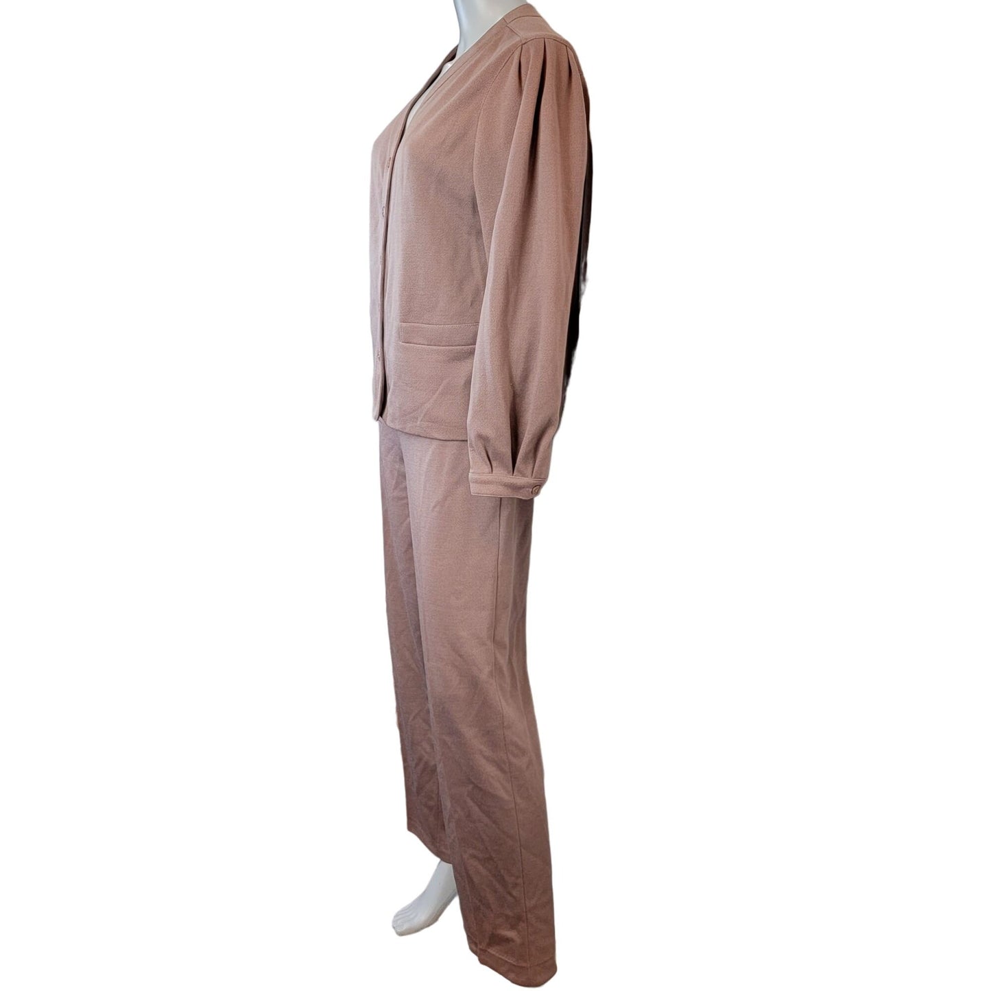 Vintage 70s Suit Women Large 14 Brown Jacket High Rise Straight Pants