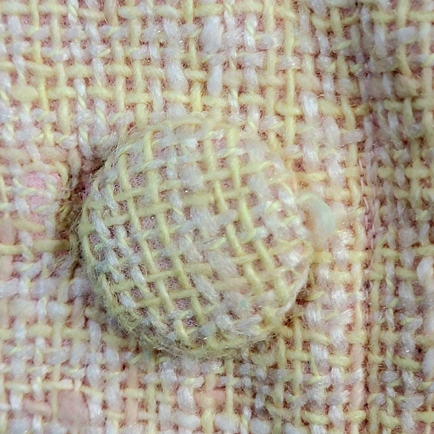 Vintage 60s Tweed Peacoat Jacket Women Medium Yellow Pink Coat