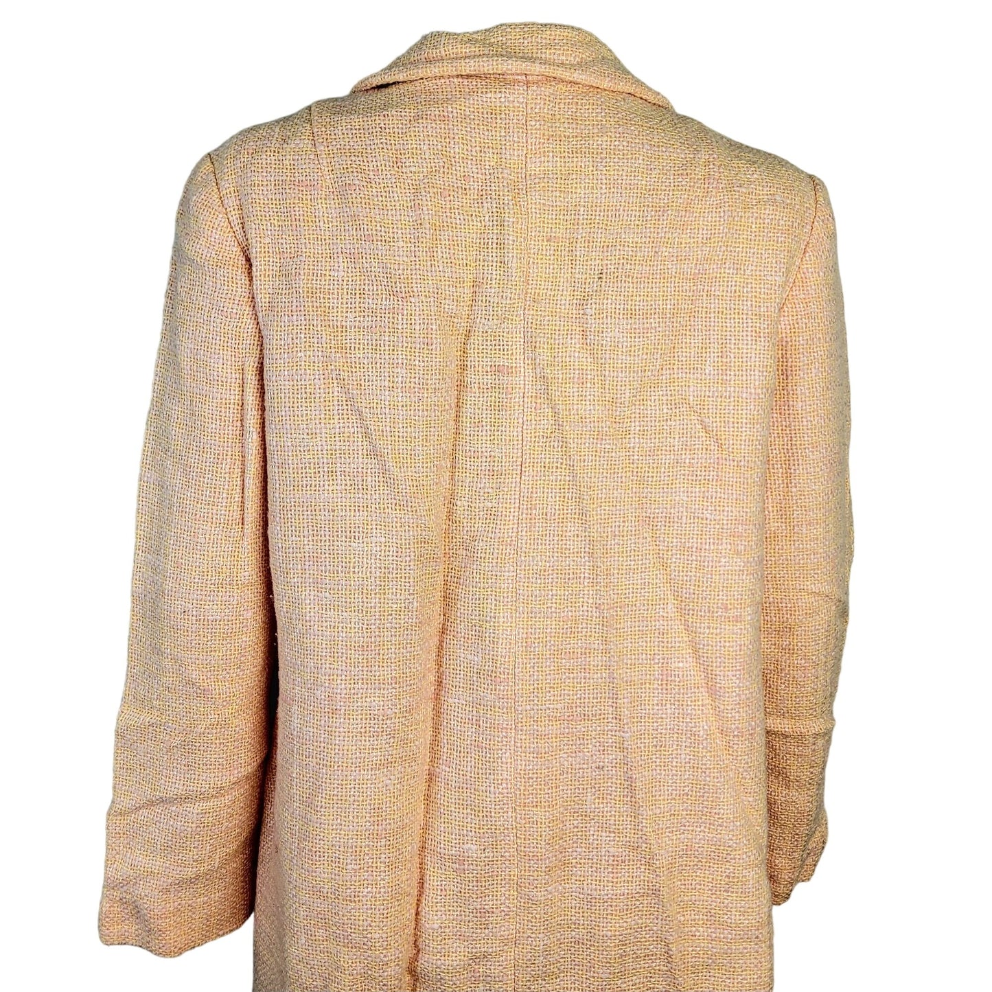 Vintage 60s Tweed Peacoat Jacket Women Medium Yellow Pink Coat