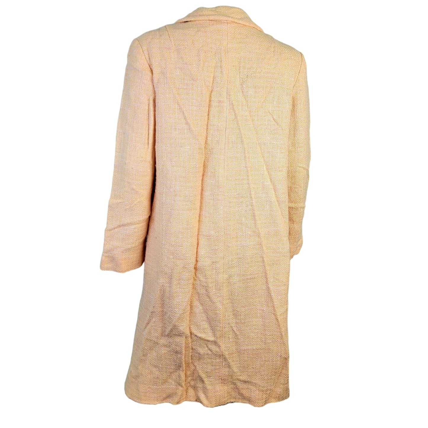 Vintage 60s Tweed Peacoat Jacket Women Medium Yellow Pink Coat