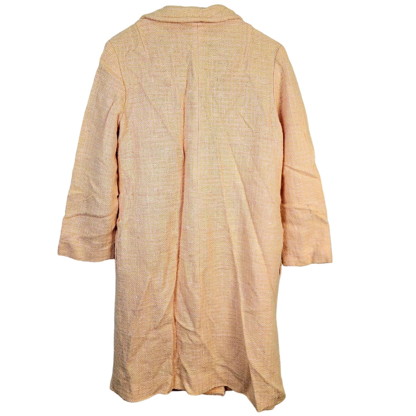 Vintage 60s Tweed Peacoat Jacket Women Medium Yellow Pink Coat