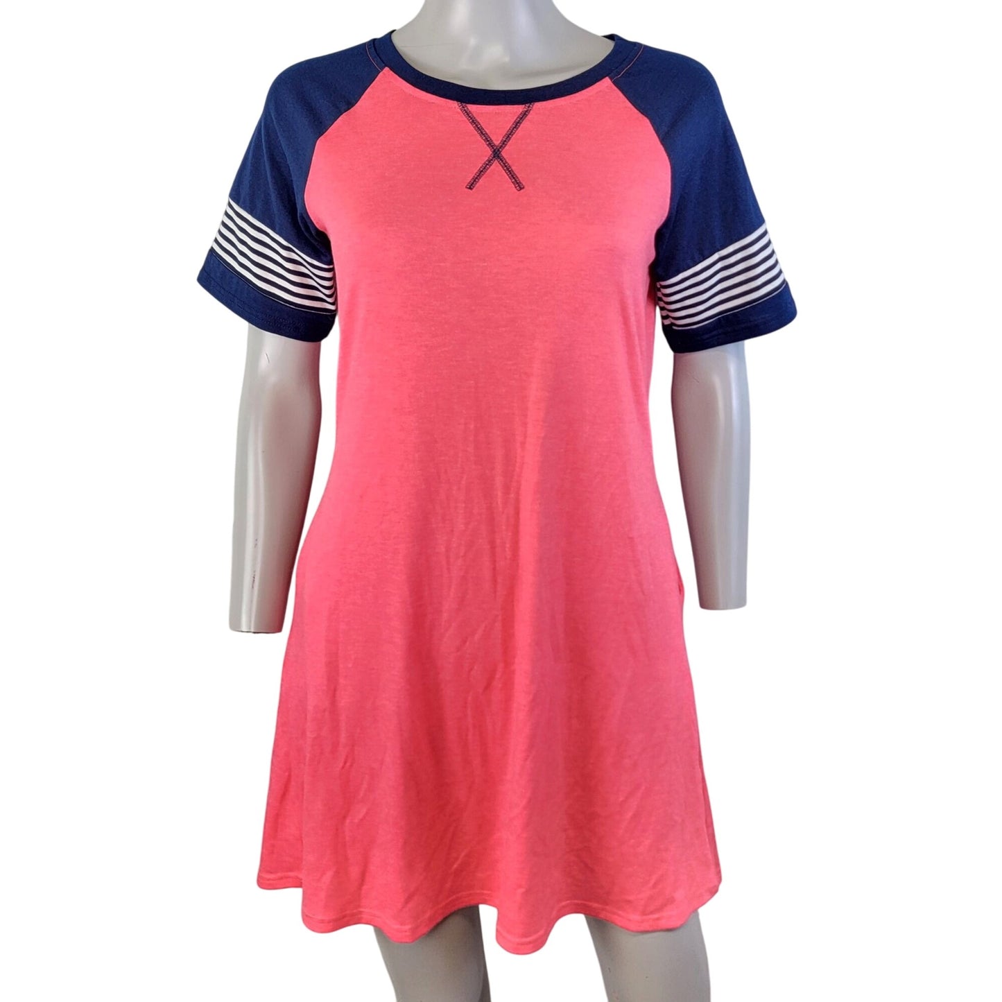 Camisa Mini Shirt Dress Women Small Pink Blue A-line New with Tags
