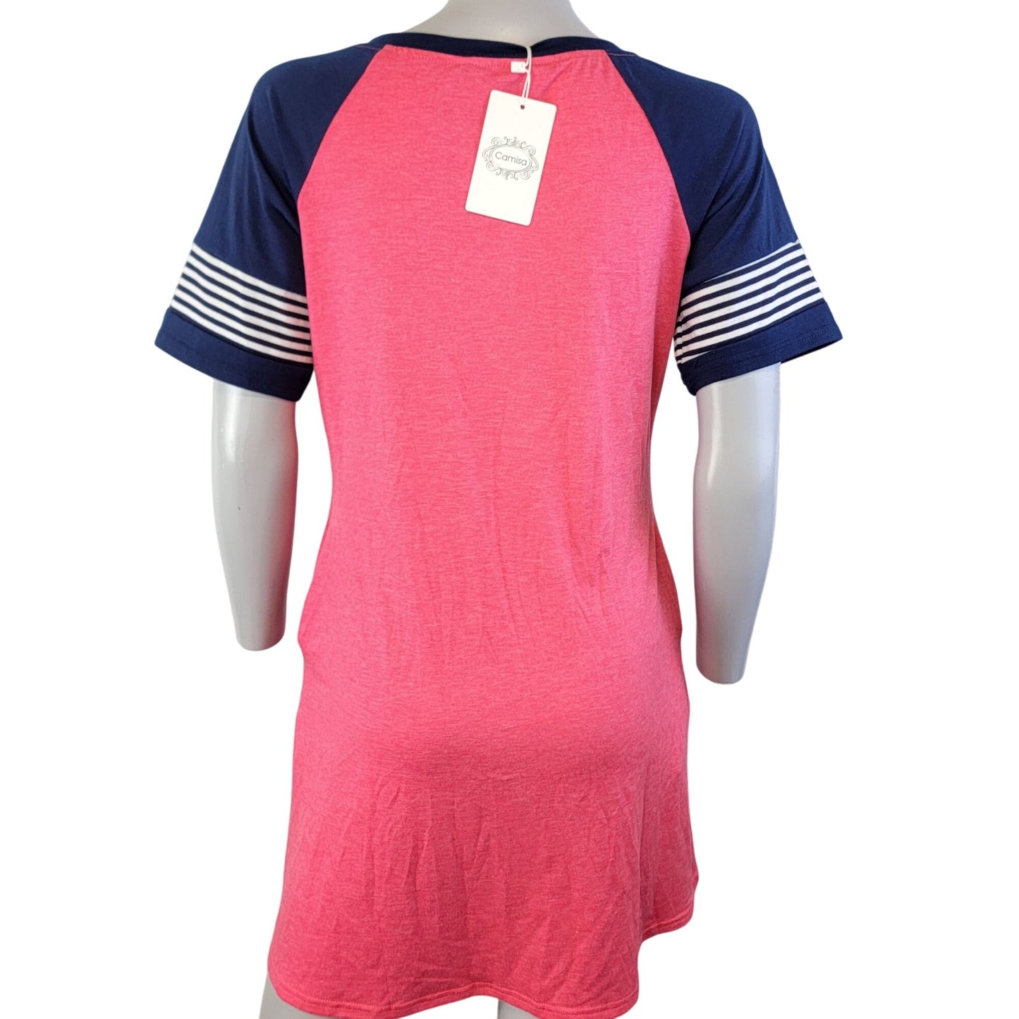 Camisa Mini Shirt Dress Women Small Pink Blue A-line New with Tags