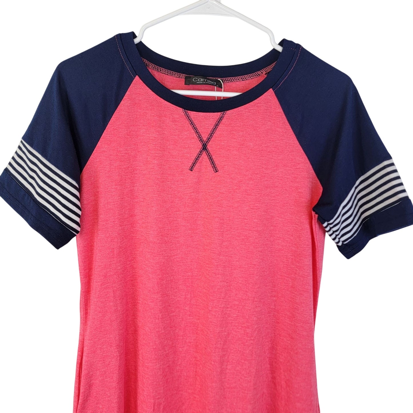 Camisa Mini Shirt Dress Women Small Pink Blue A-line New with Tags