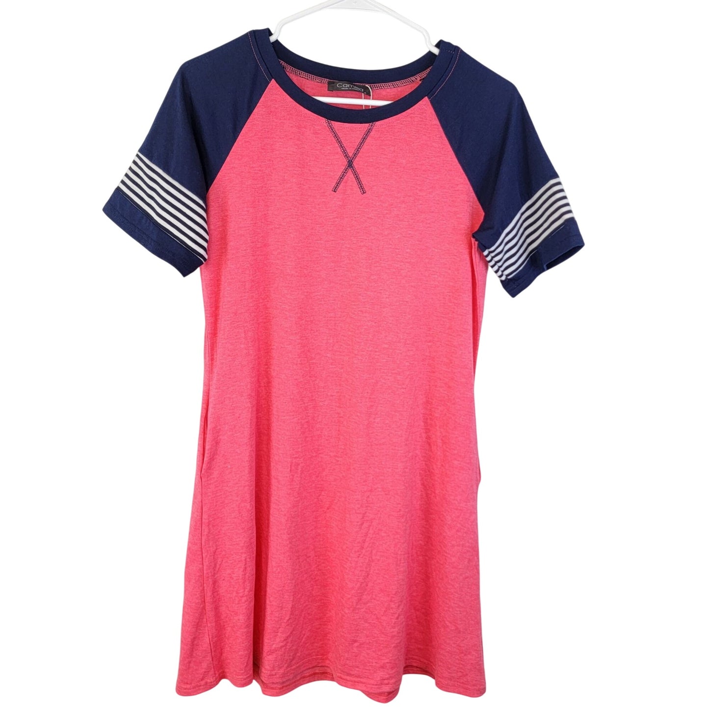 Camisa Mini Shirt Dress Women Small Pink Blue A-line New with Tags
