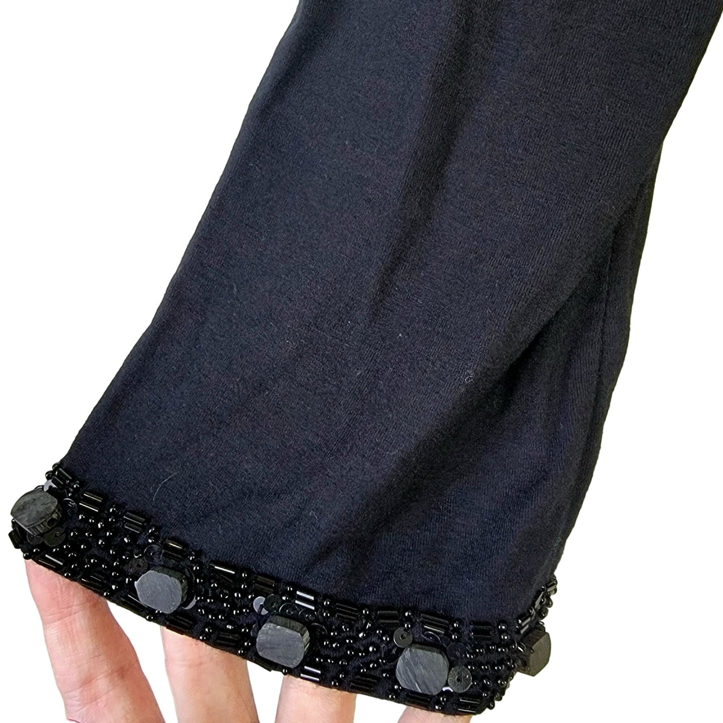 Vintage 80s Beaded Sequin Cardigan Women Small Black