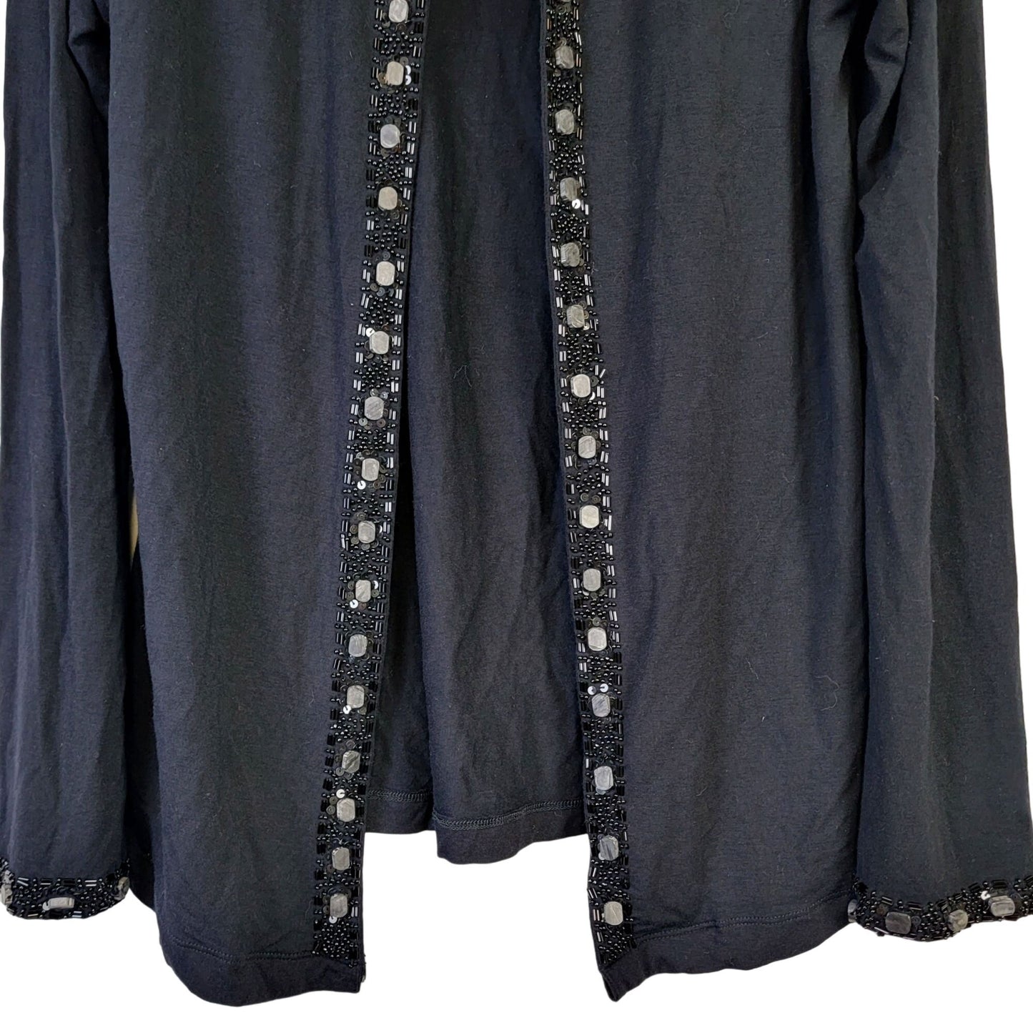 Vintage 80s Beaded Sequin Cardigan Women Small Black