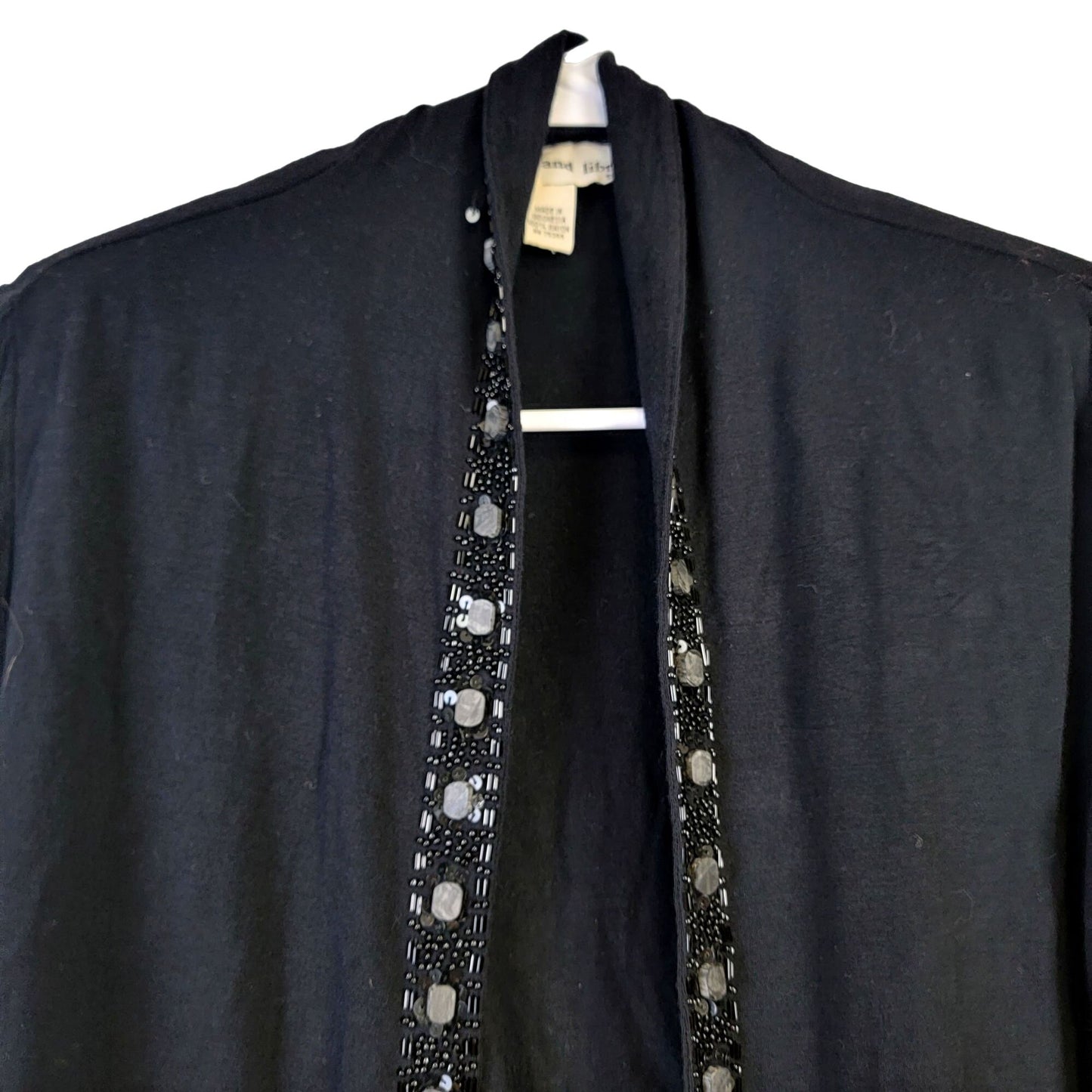Vintage 80s Beaded Sequin Cardigan Women Small Black