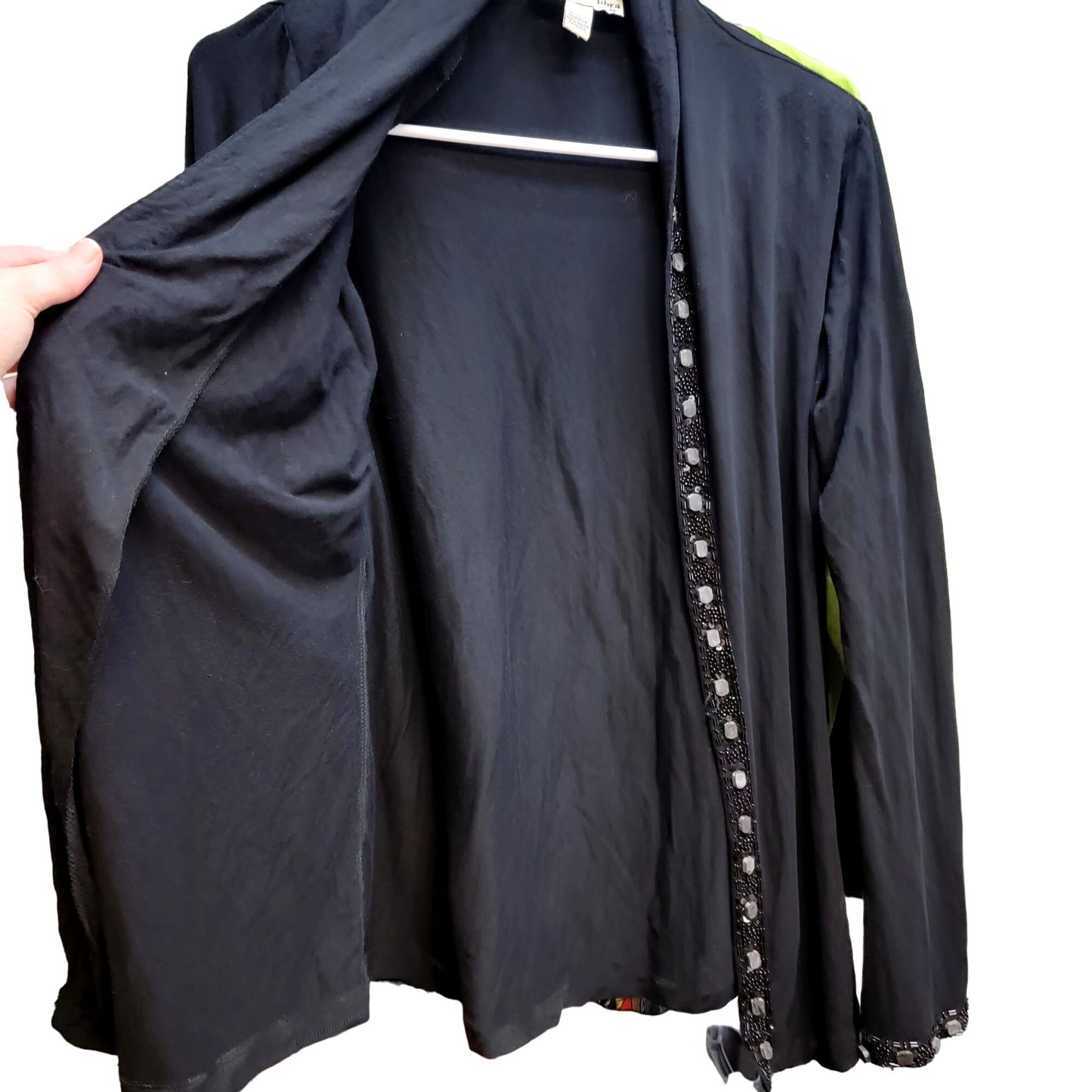 Vintage 80s Beaded Sequin Cardigan Women Small Black
