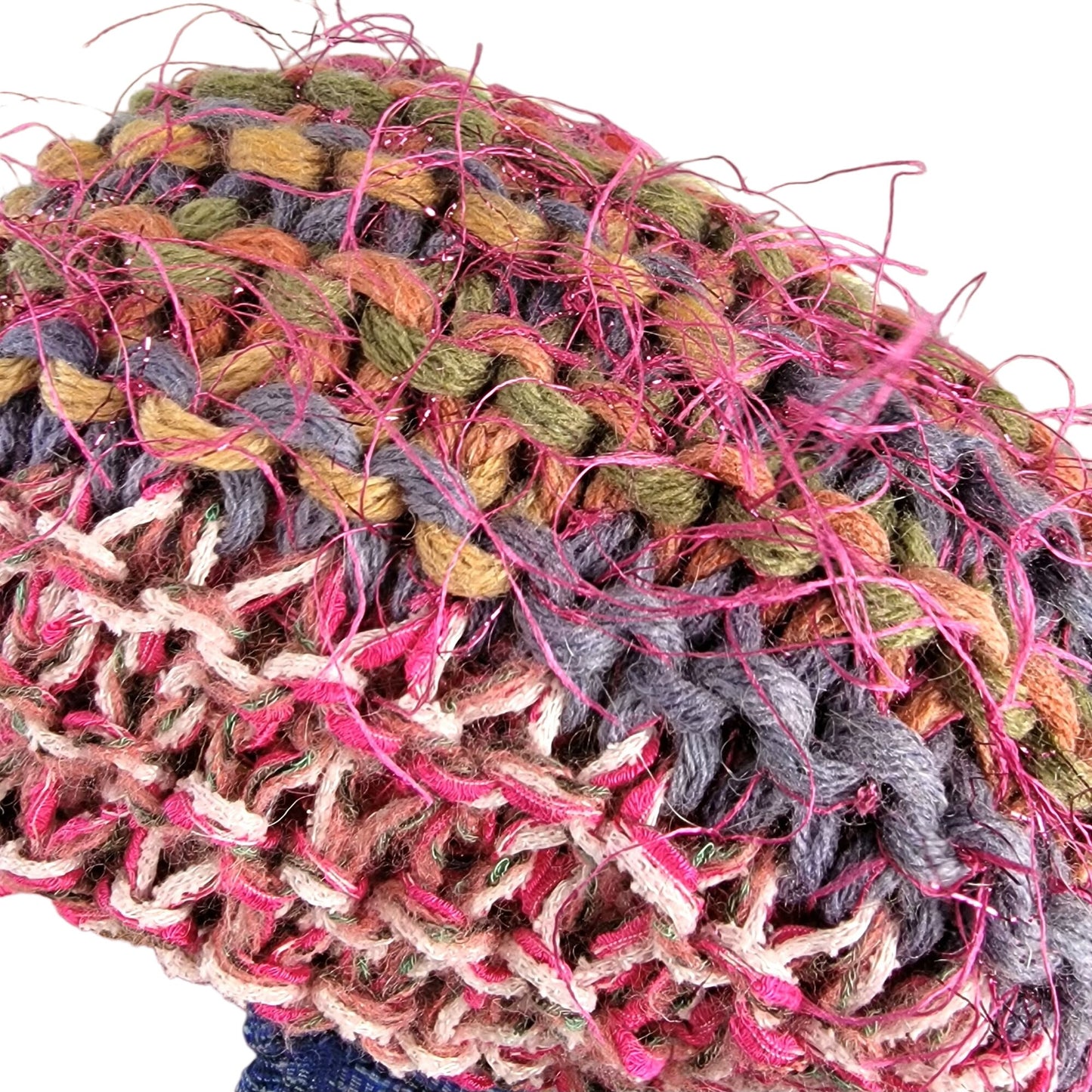 Colorful Fringe Oversize Infinity Scarf Wrap Crochet Knit Women Pink Purple Soft