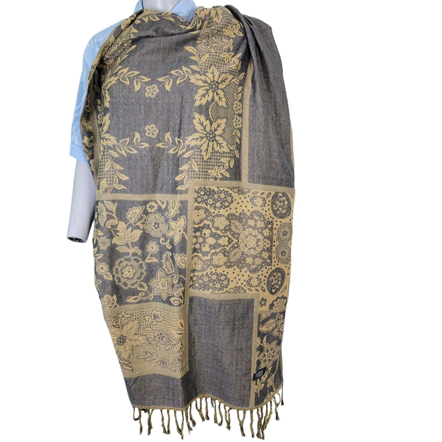 JS Ondo Pashmina Scarf Fringe Large Geometric Floral Women Accessories