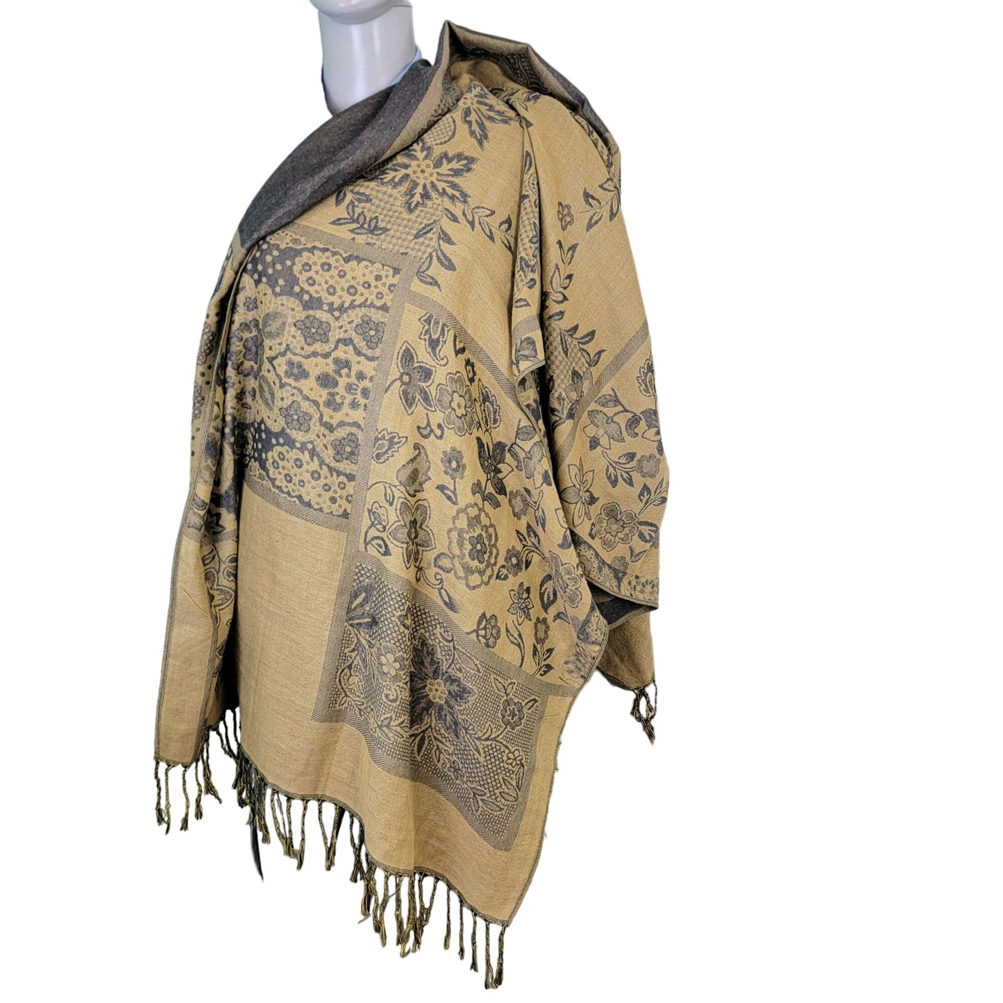 JS Ondo Pashmina Scarf Fringe Large Geometric Floral Women Accessories