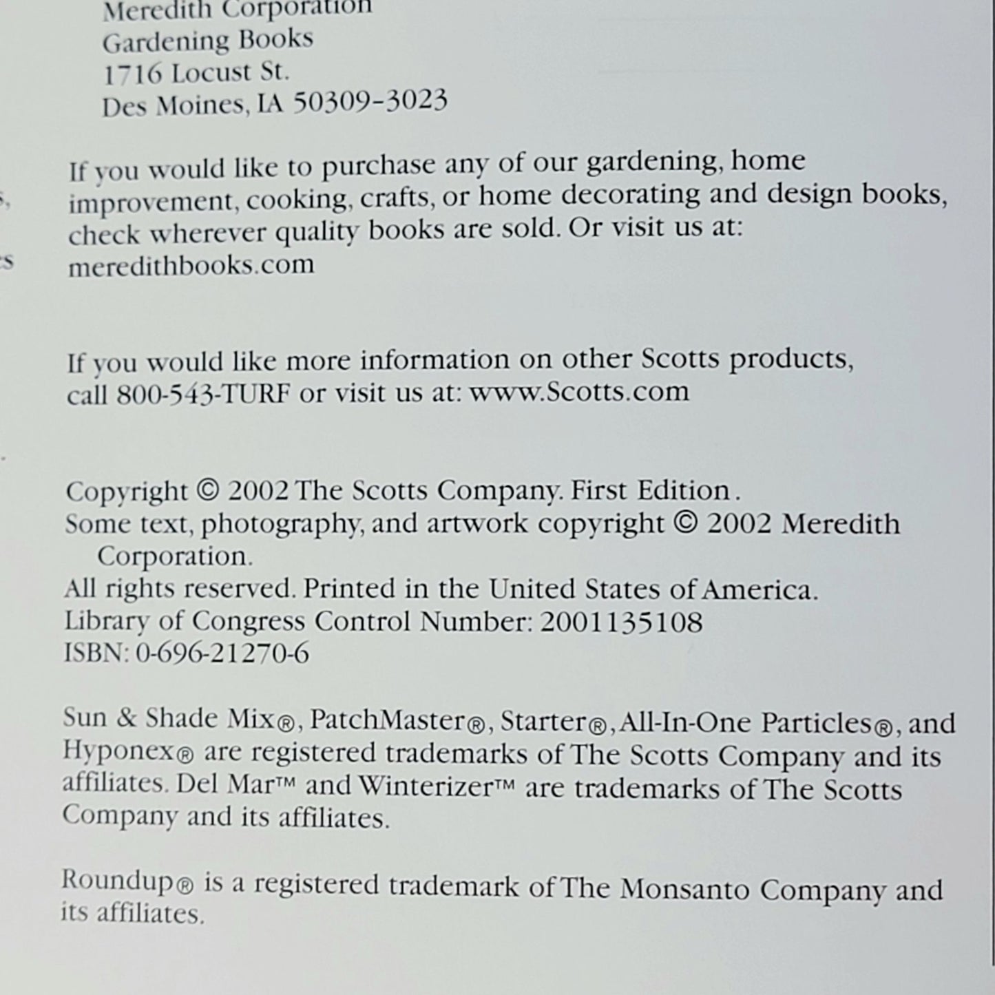 Vintage 2002 Scotts Lawn Paperback Book Reference Guide Grass Green Gardening