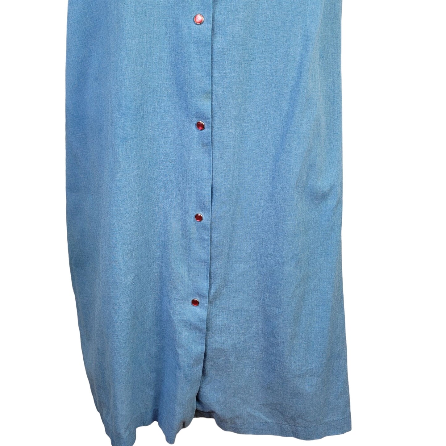 Vintage 80s Sleep Dress Women Plus 1X Blue Floral Embroidered Night Gown
