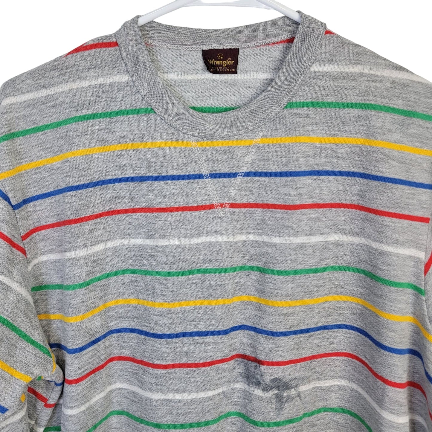 Wrangler Vintage 80s Sweatshirt Unisex XL Women Men Primary Stripe Shirt