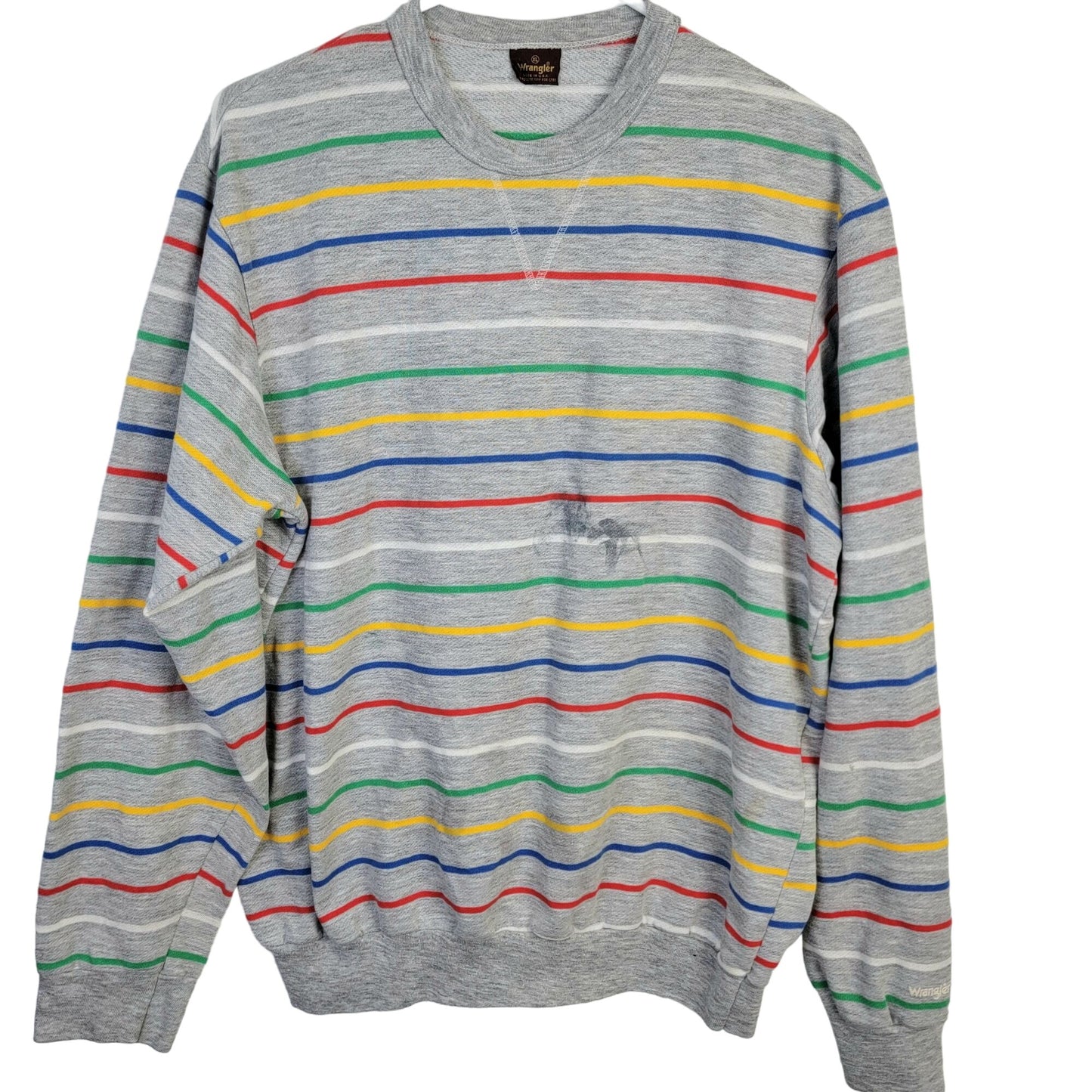 Wrangler Vintage 80s Sweatshirt Unisex XL Women Men Primary Stripe Shirt