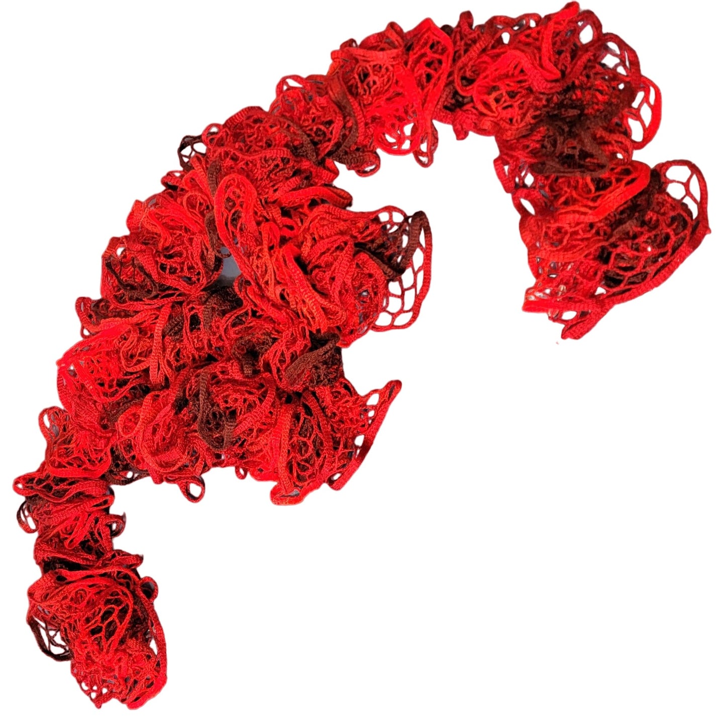 Red Doily Knit Scarf Women Winter Accessories Beads