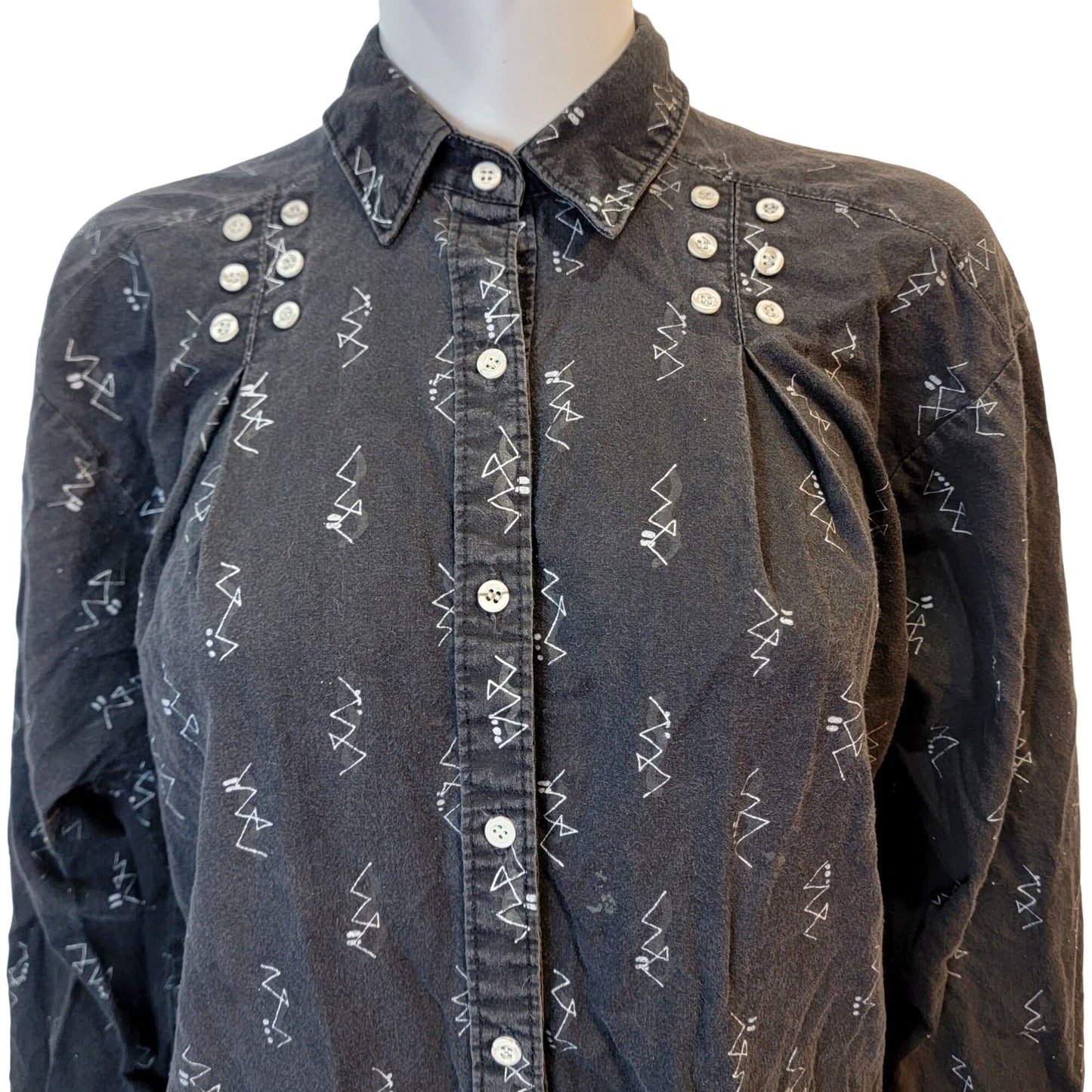 Rocky Mountain Vintage 80s Western Shirt Women Medium Black Cowgirl