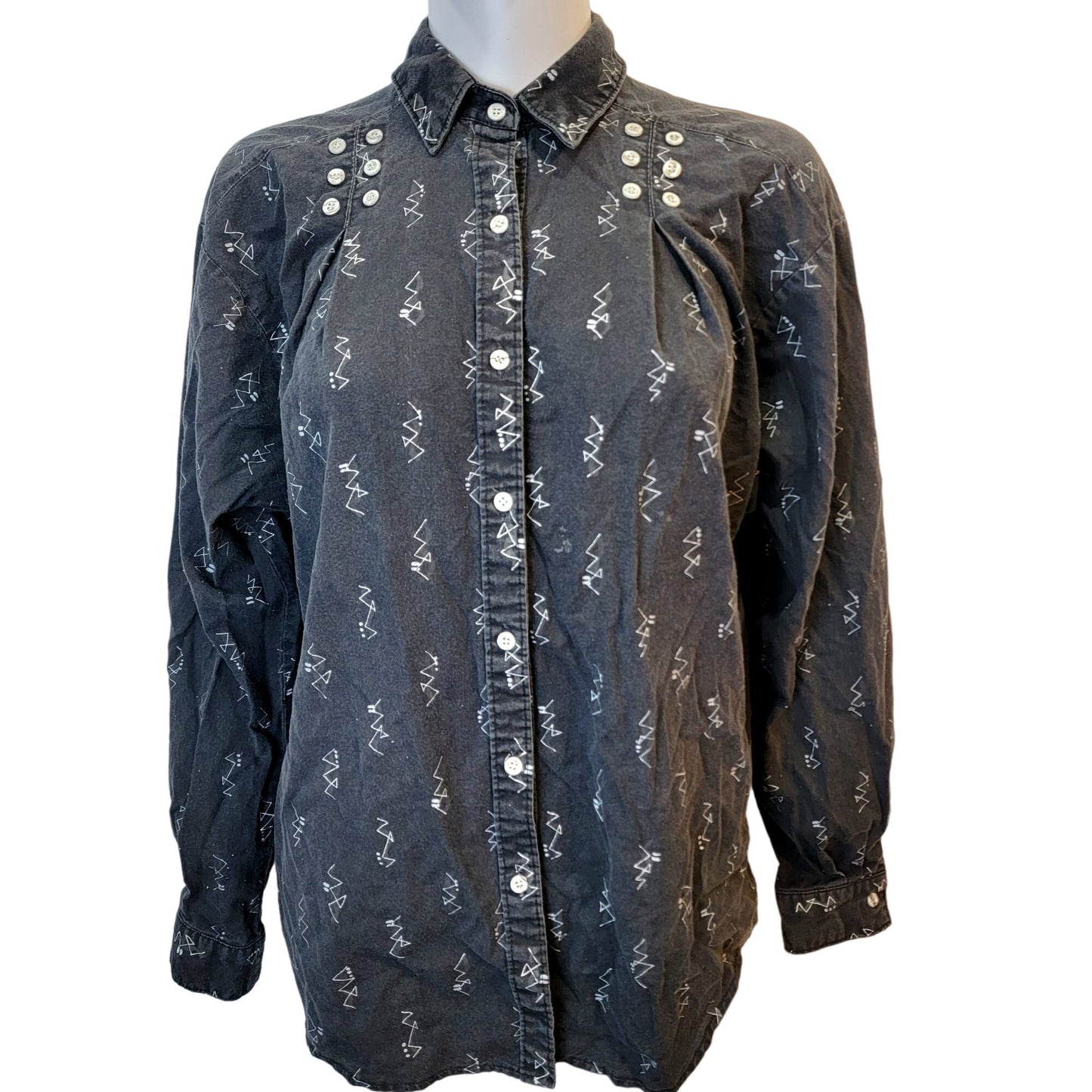 Rocky Mountain Vintage 80s Western Shirt Women Medium Black Cowgirl